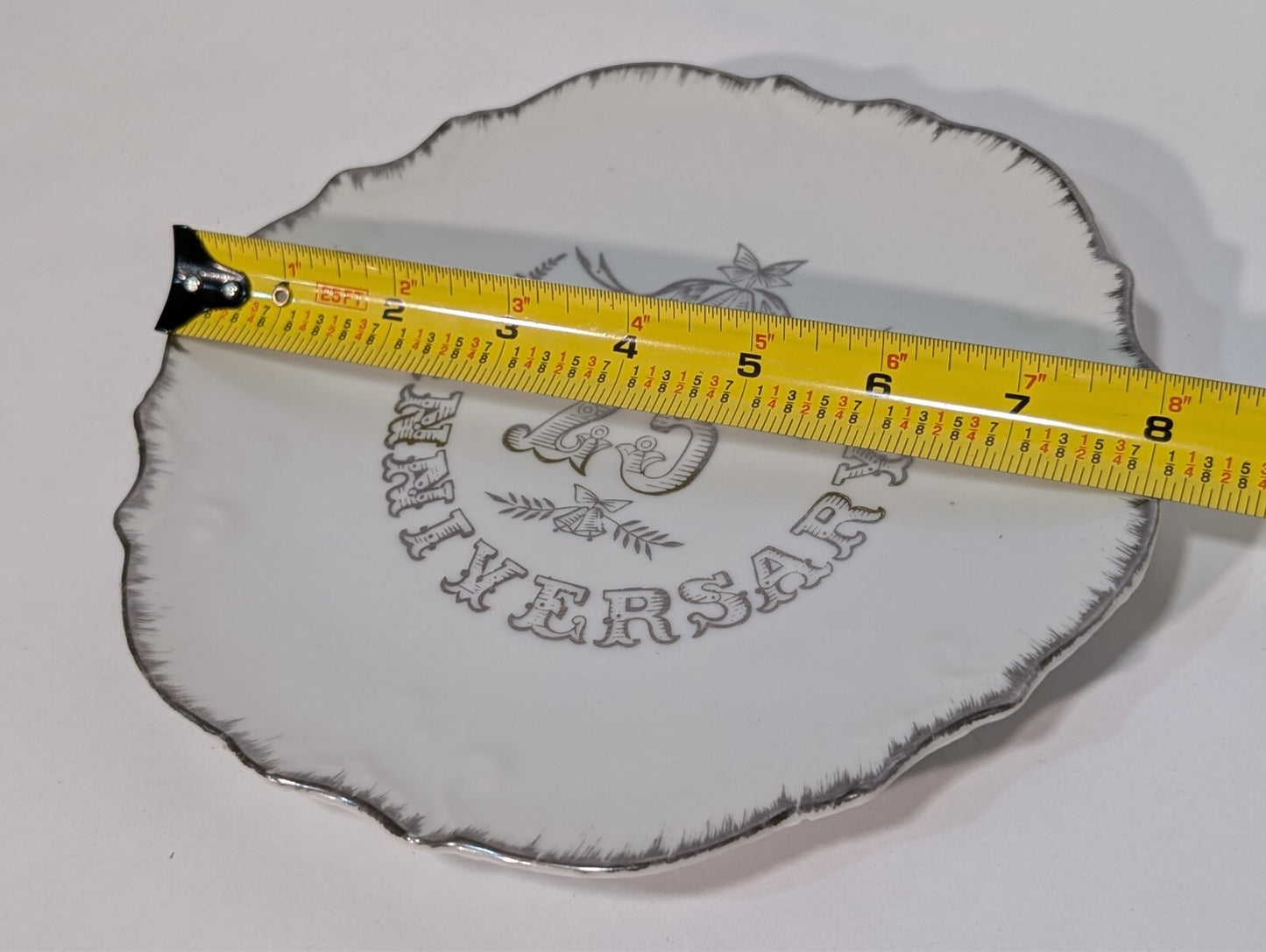 25th Silver Anniversary Mini Decorative Plate Gift Made In Japan 3.5" Diameter