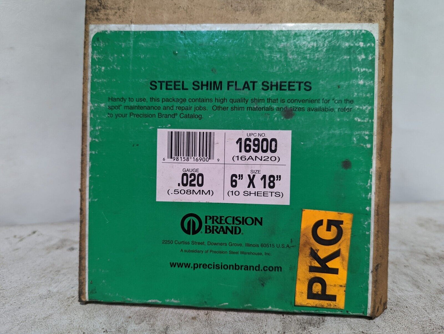 Precision 16900 (16AN20) 0.020 gauge (0.508mm), 6" x 18" shim stock, 8 full