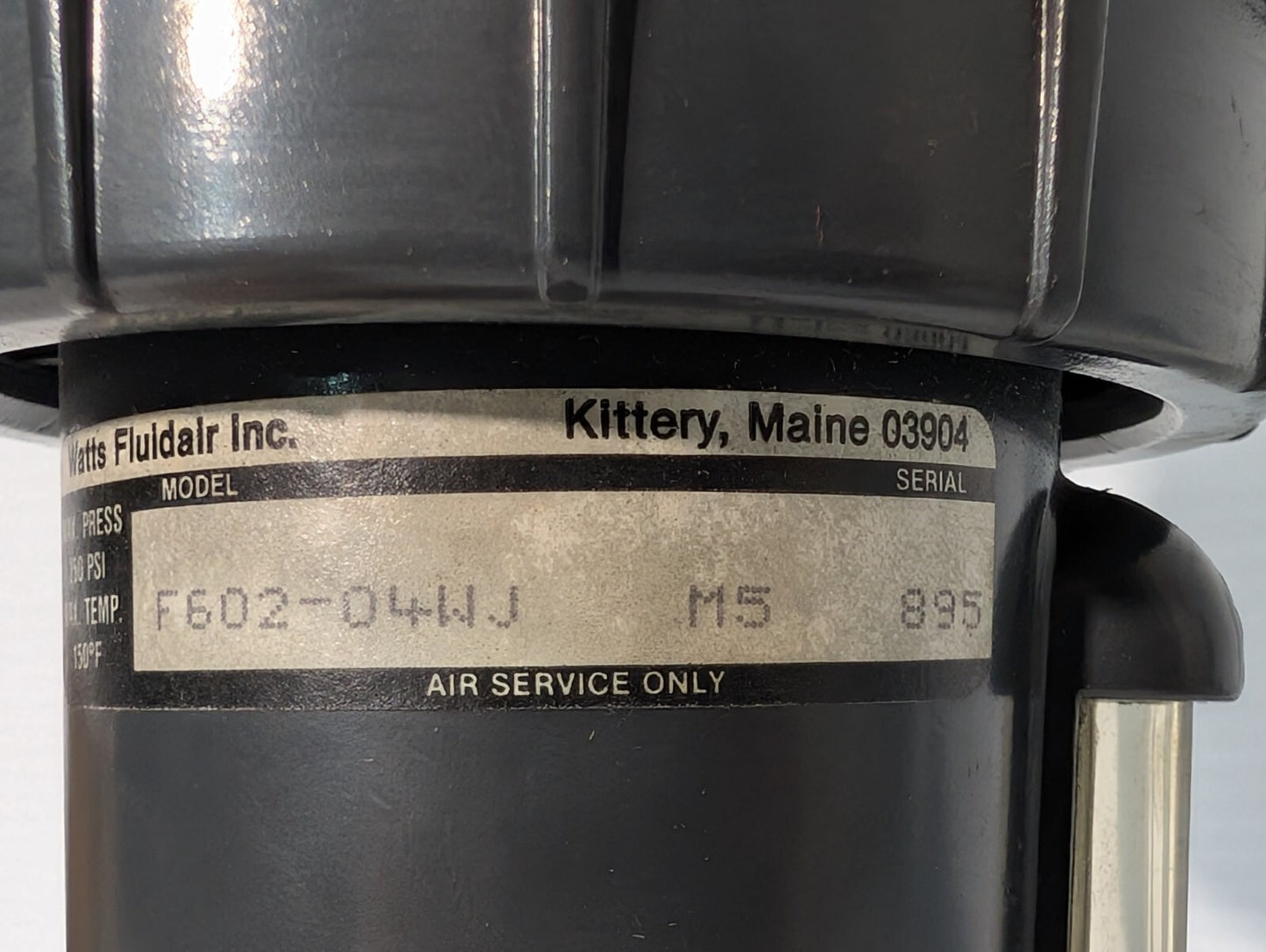 Watts Fluidair F602-034WJ M5 Pneumatic Filter, 250psi, 150º F Max Temp, 1/2"