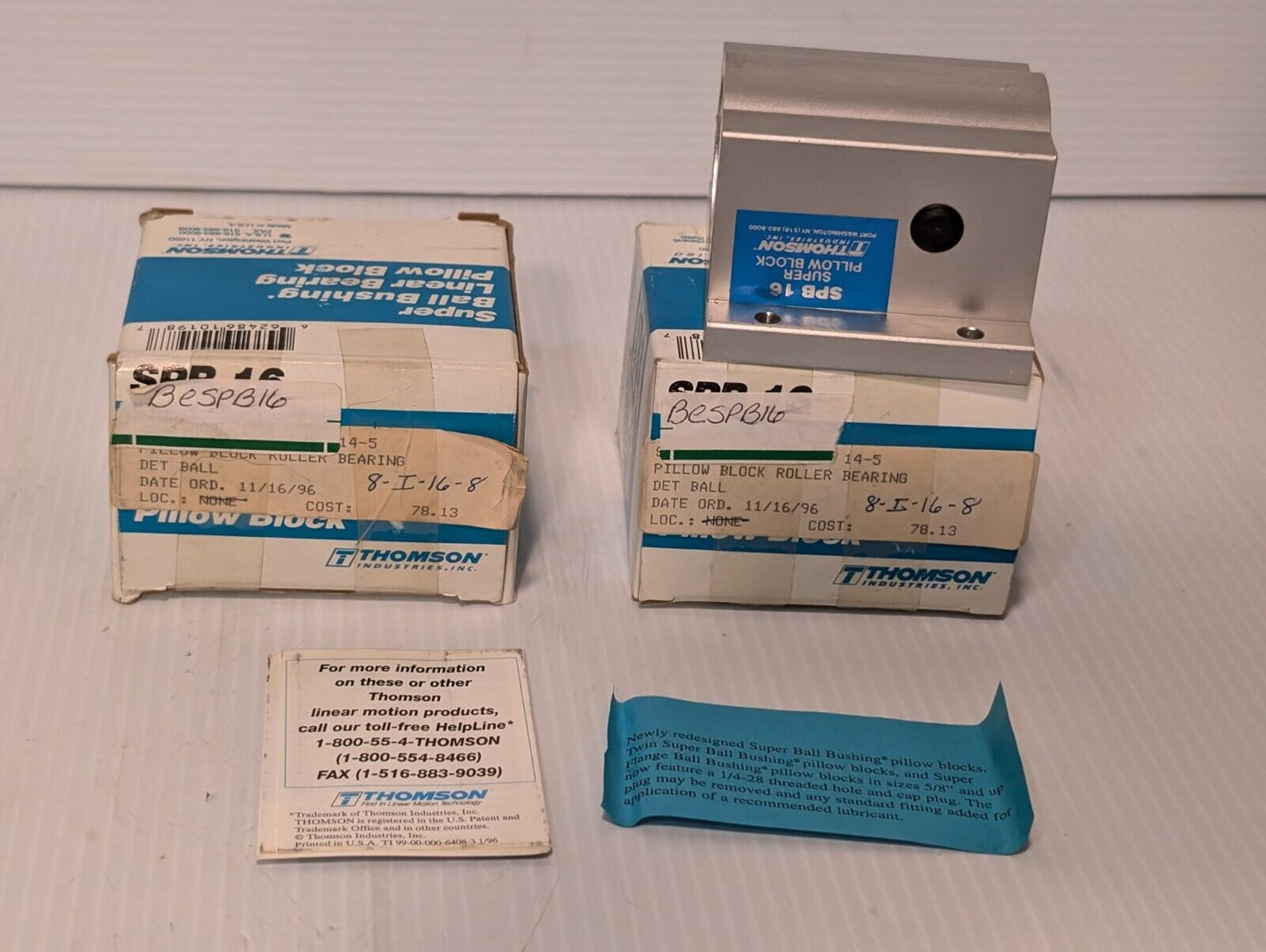Thomson SPB16 Super Ball Bushing Linear Bearing Pillow Block - Free Shipping