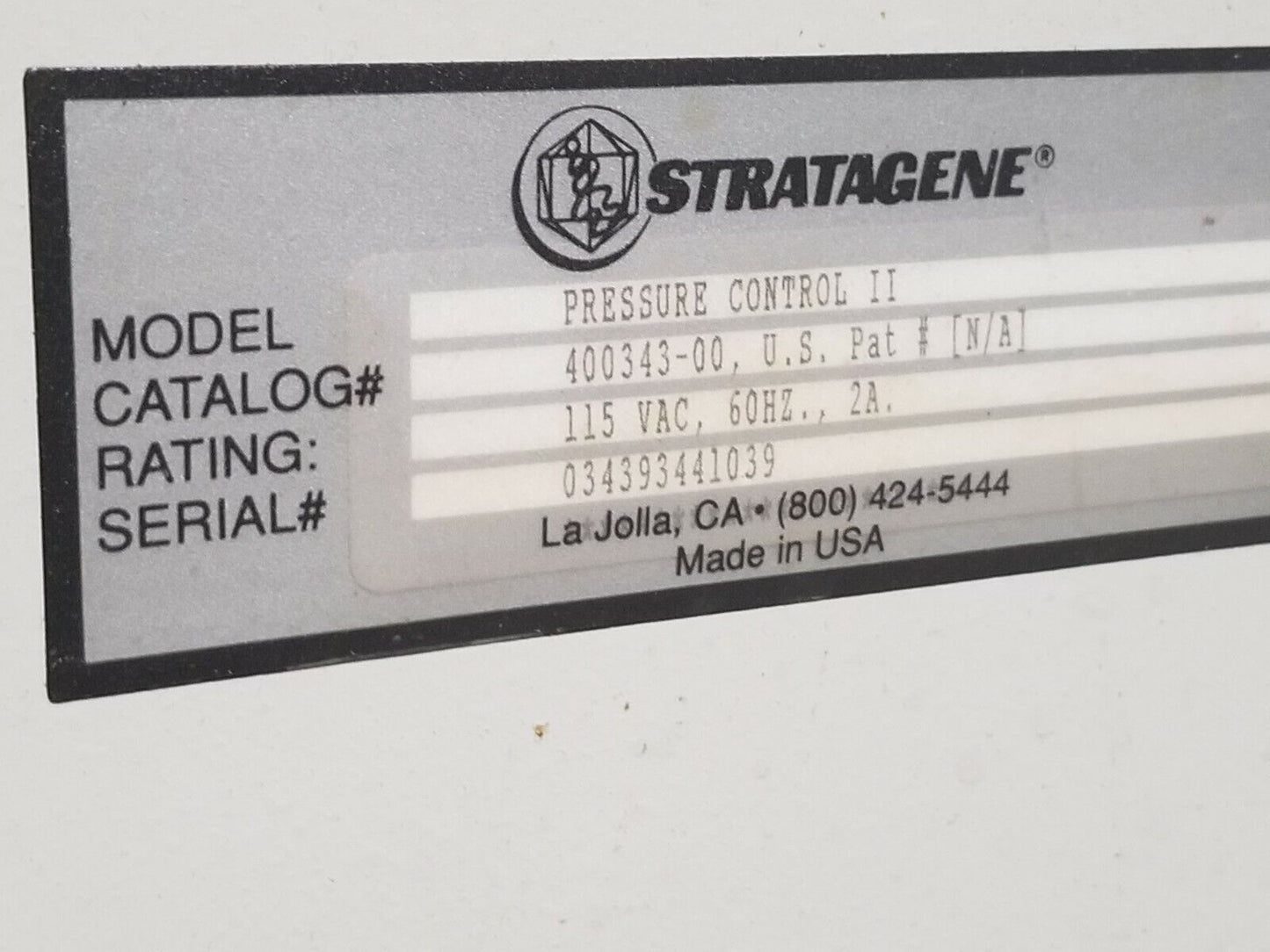 Stratagene Pressure Control Station 400343-00