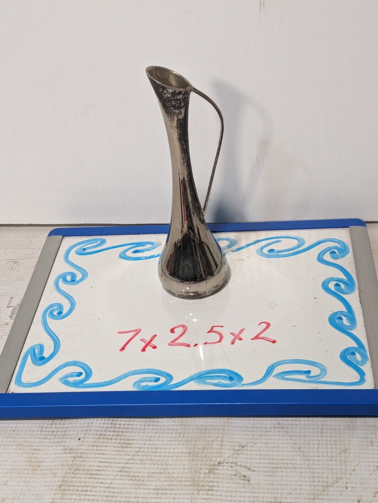 Silver Plate Bud Vase with handle, long and thin - Free Shipping