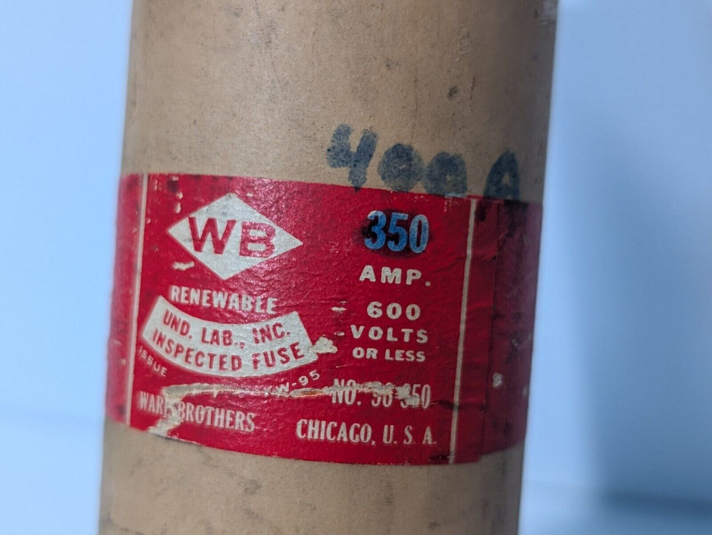 Ware Brothers Renewable Cat No. 96-350 Fuse 350A 600V - Free Shipping