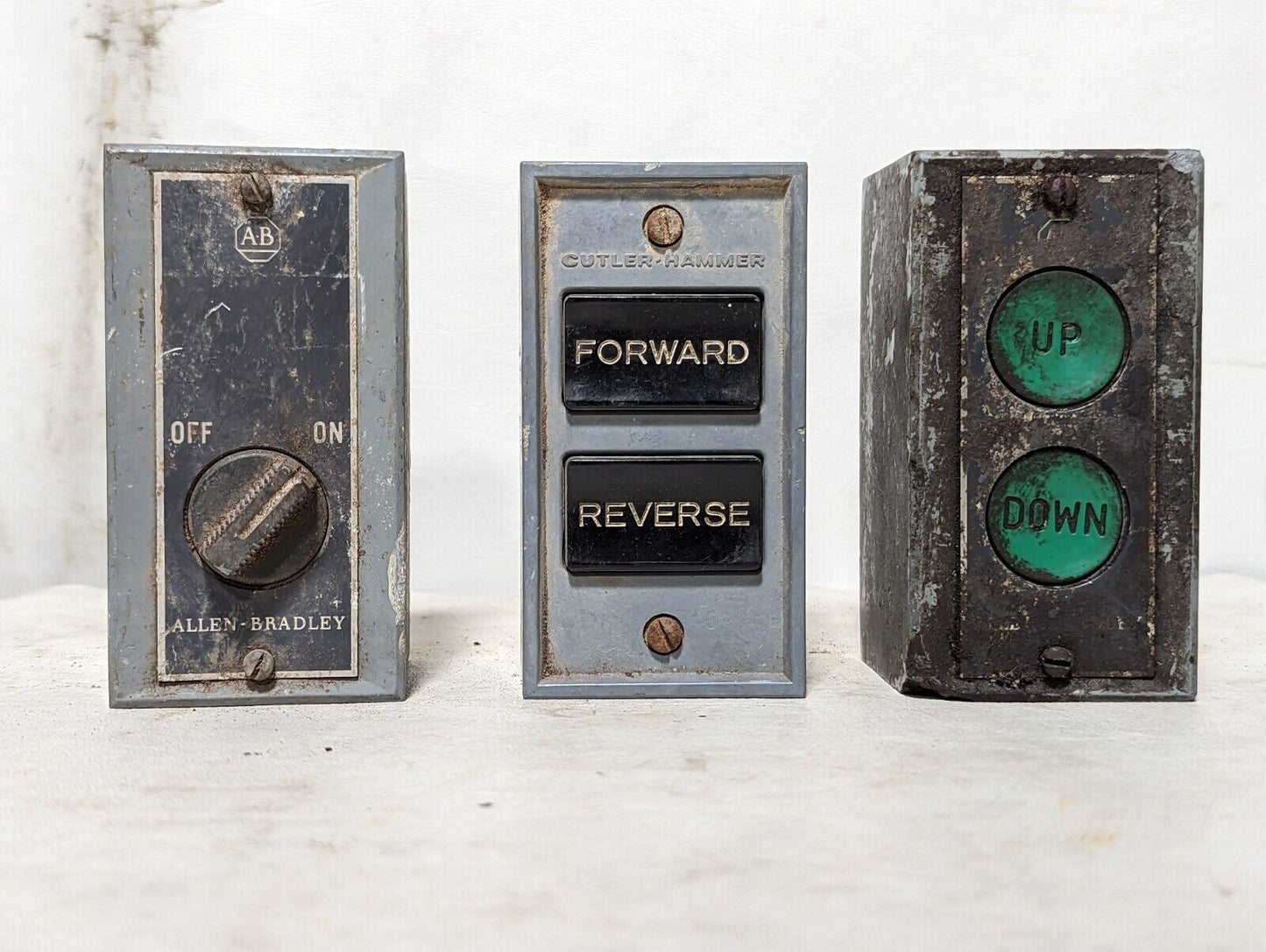 Lot of three controllers in enclosures: Allen-Bradley selector, Cutler-Hammer...