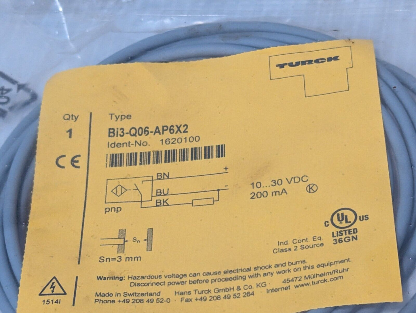 Turck Bi3-Q06-AP6X2 Proximity Switch Sensor - Free Shipping+Returns