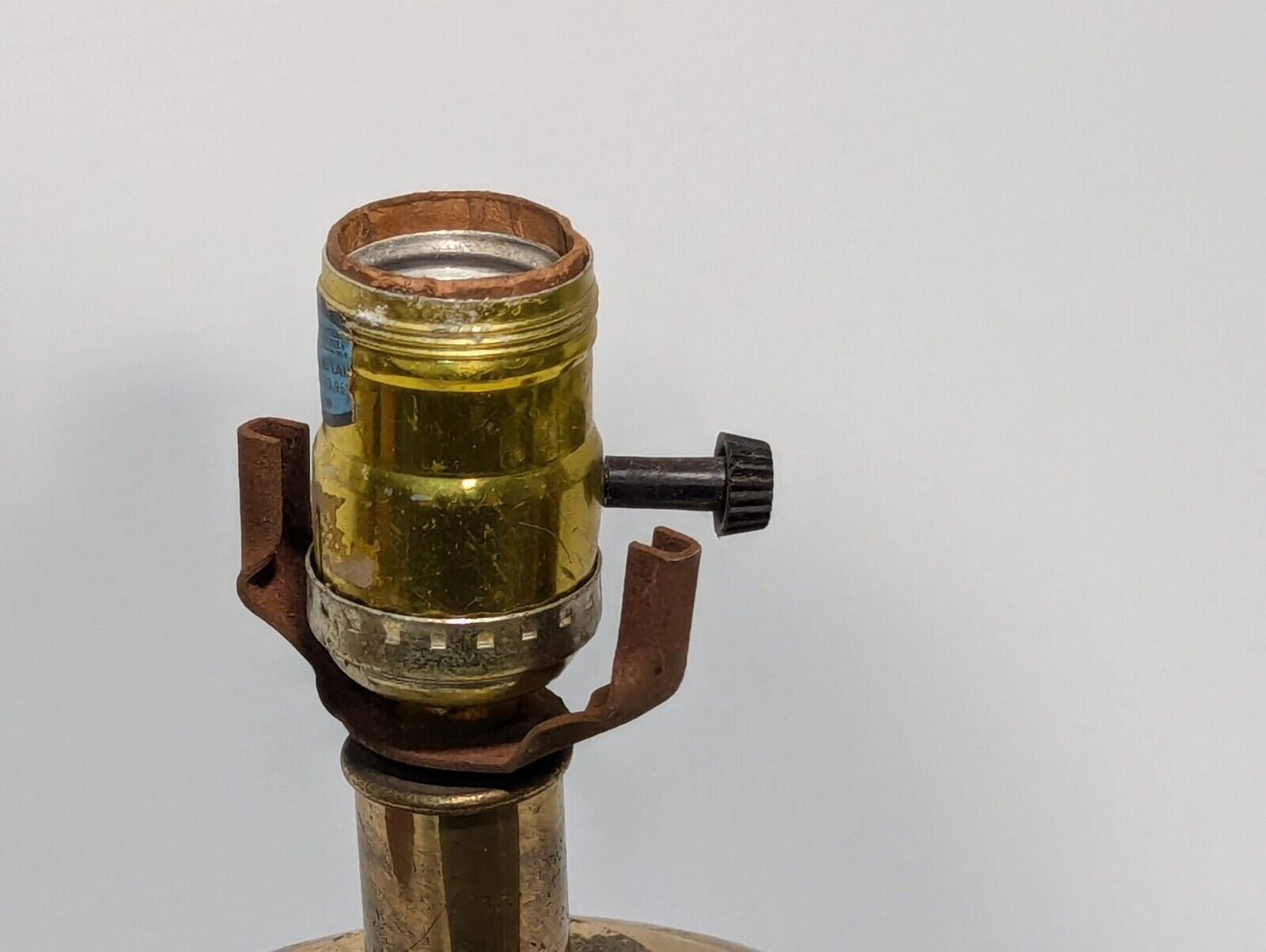 Antique Vintage lamp, Dark Blue, Brass furnishings, some scuffs - Free Shipping