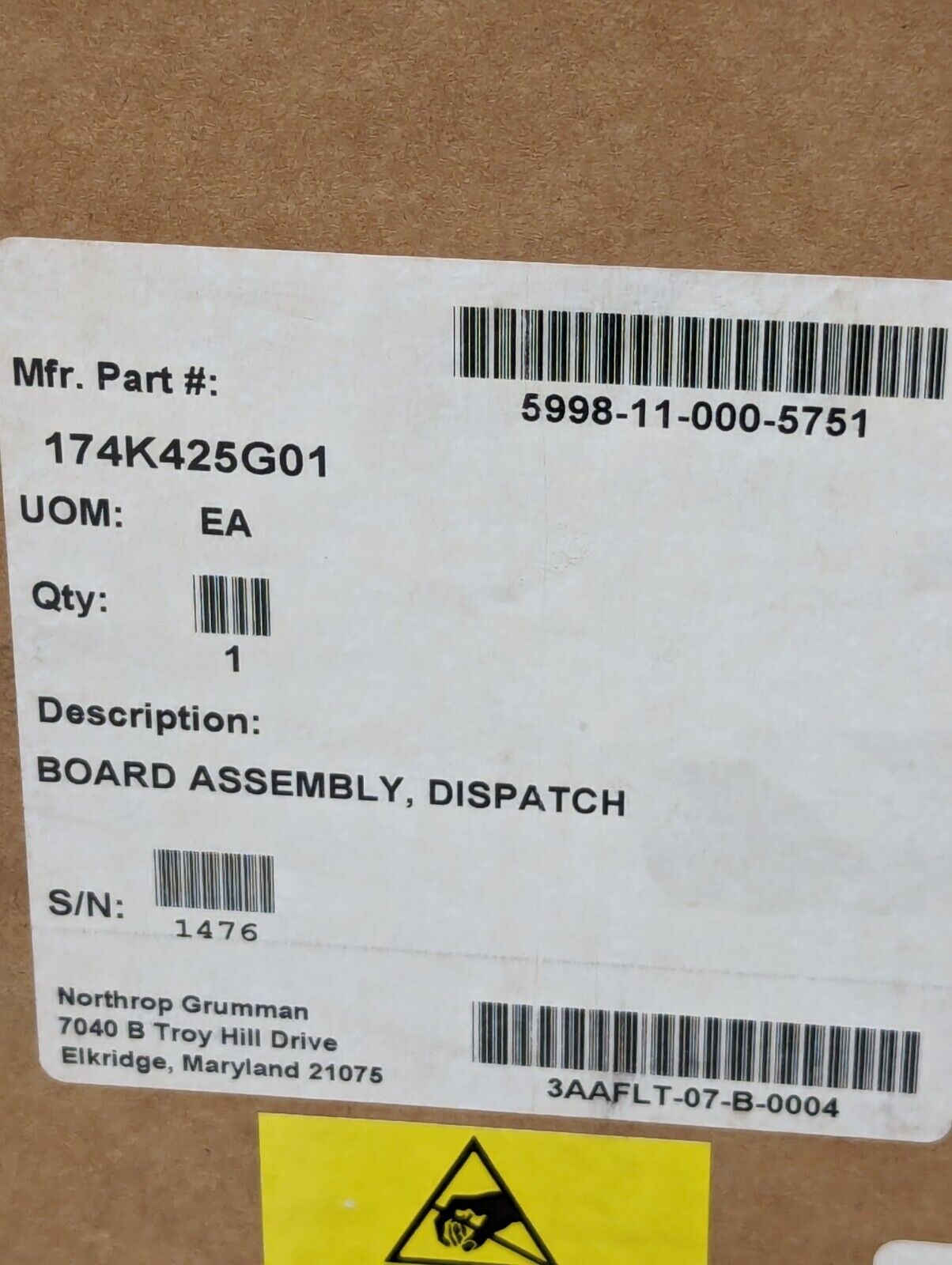 5998-11-000-5751 174K425G01 Dispatch Board Assembly - Free Shipping