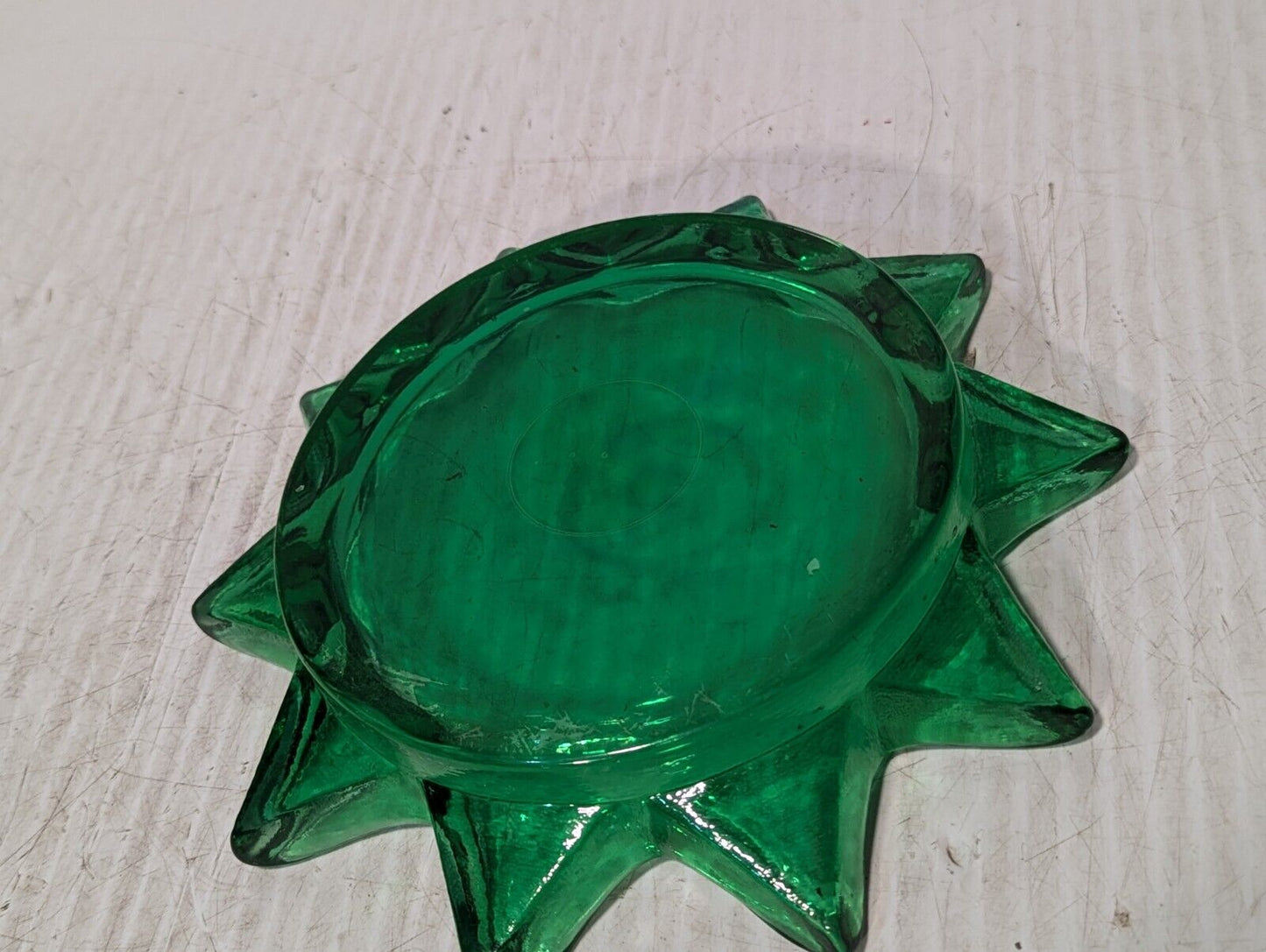 Vintage MCM Green Art Glass Trinket Dish, 10" in Diameter - Free Shipping