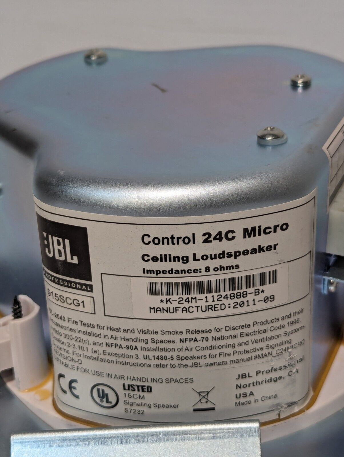 JBL Control 24C Micro ceiling loudspeaker, 8 ohms impedance