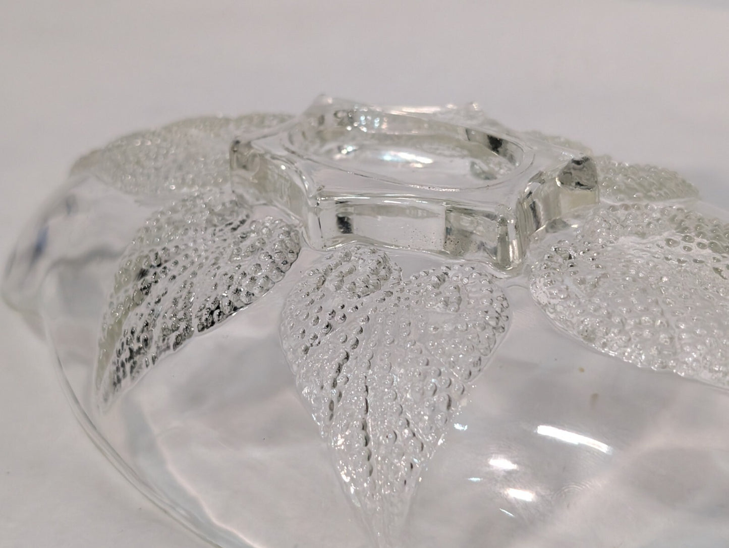 Vintage Oval Renaissance Hocking Clear Glass Dish with Beaded Leaf Motif