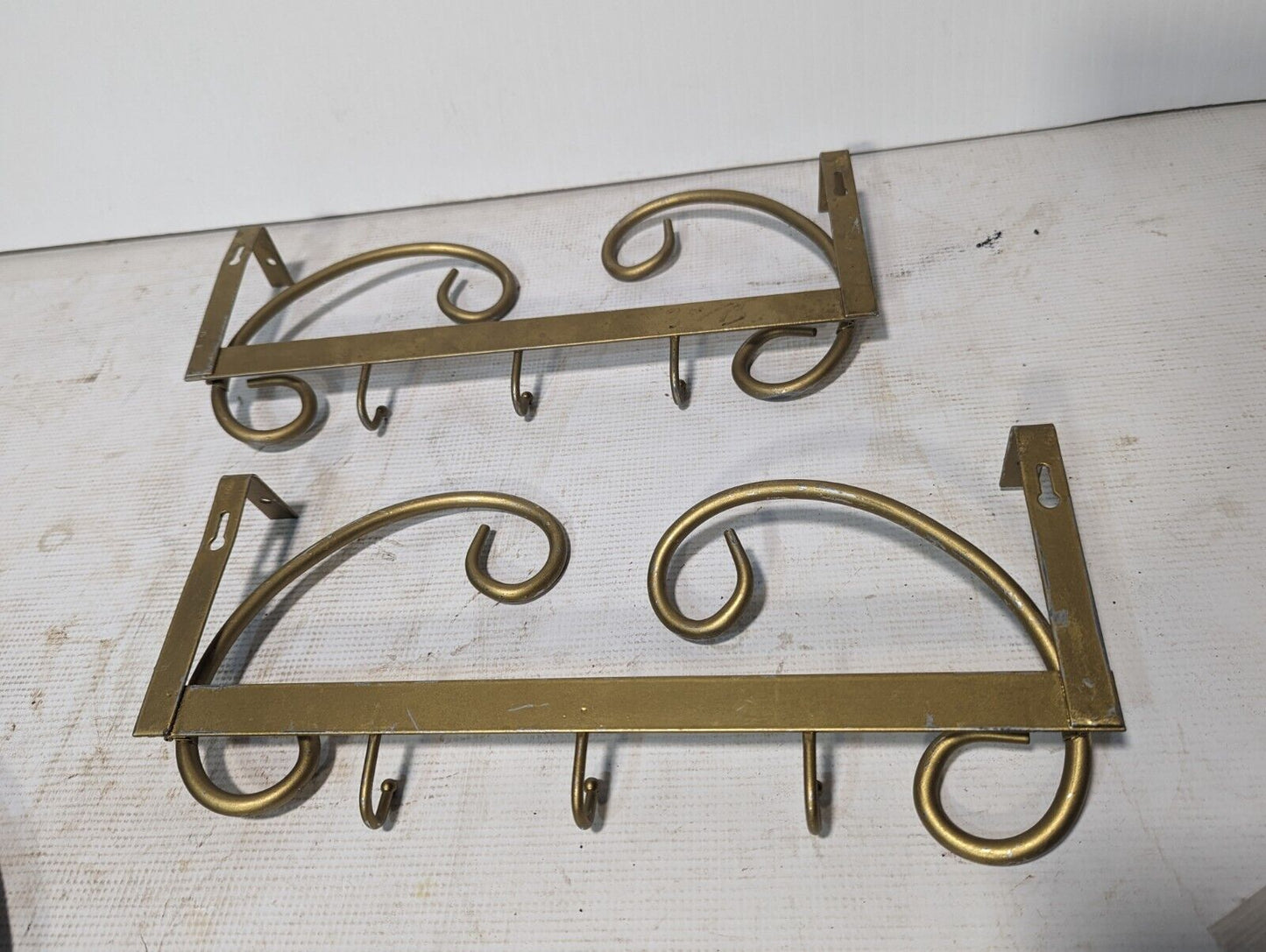 Lot of 2 Metal Scroll Hanging Wall Racks, 19 in x 6 in - Free Shipping