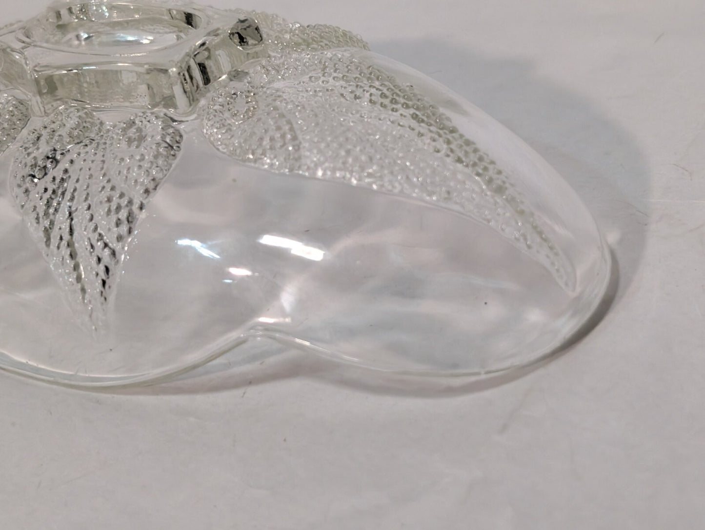 Vintage Oval Renaissance Hocking Clear Glass Dish with Beaded Leaf Motif
