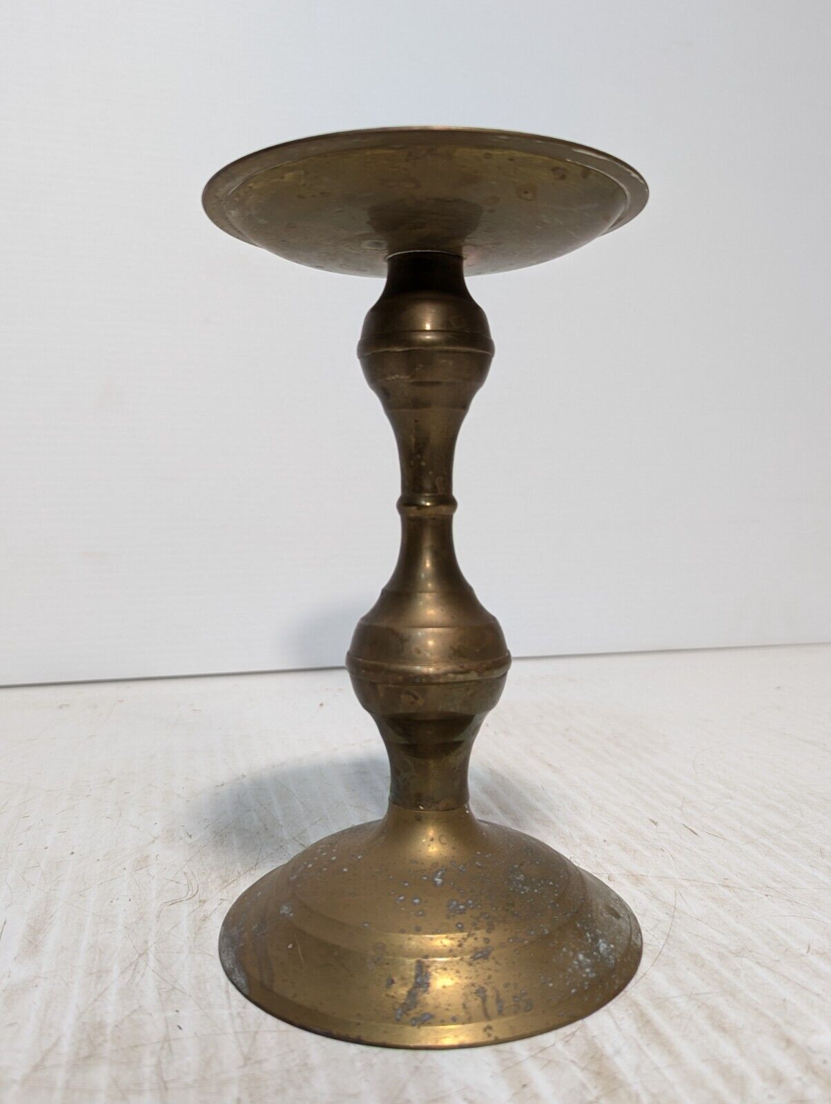 Solid Brass Pillar Candlestick Candle Holder / Vintage Home Deco - Free Shipping