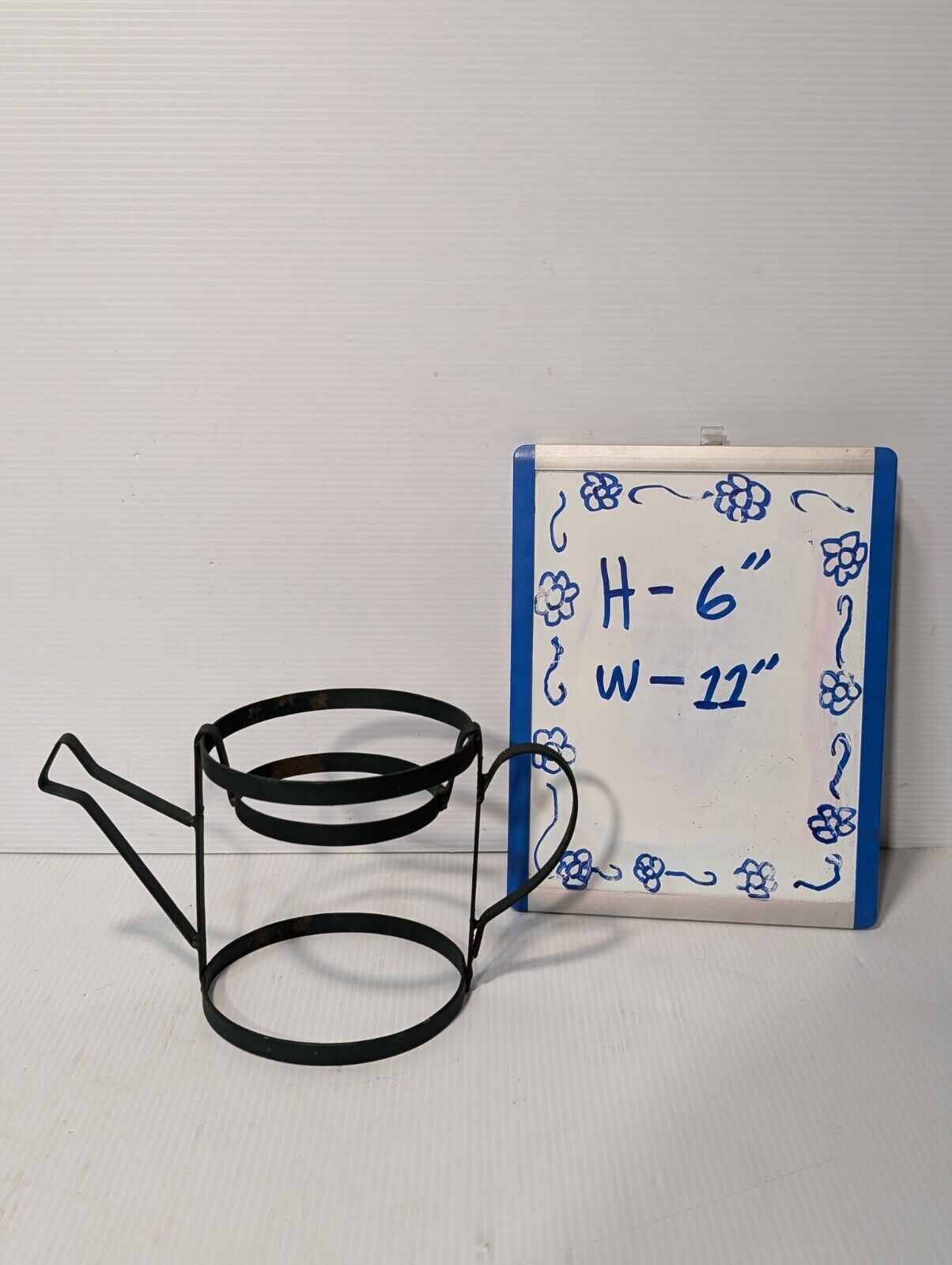 Vintage Wrought Iron Watering Can Planter/ Plant Holder 6 x 11" - Free Shipping