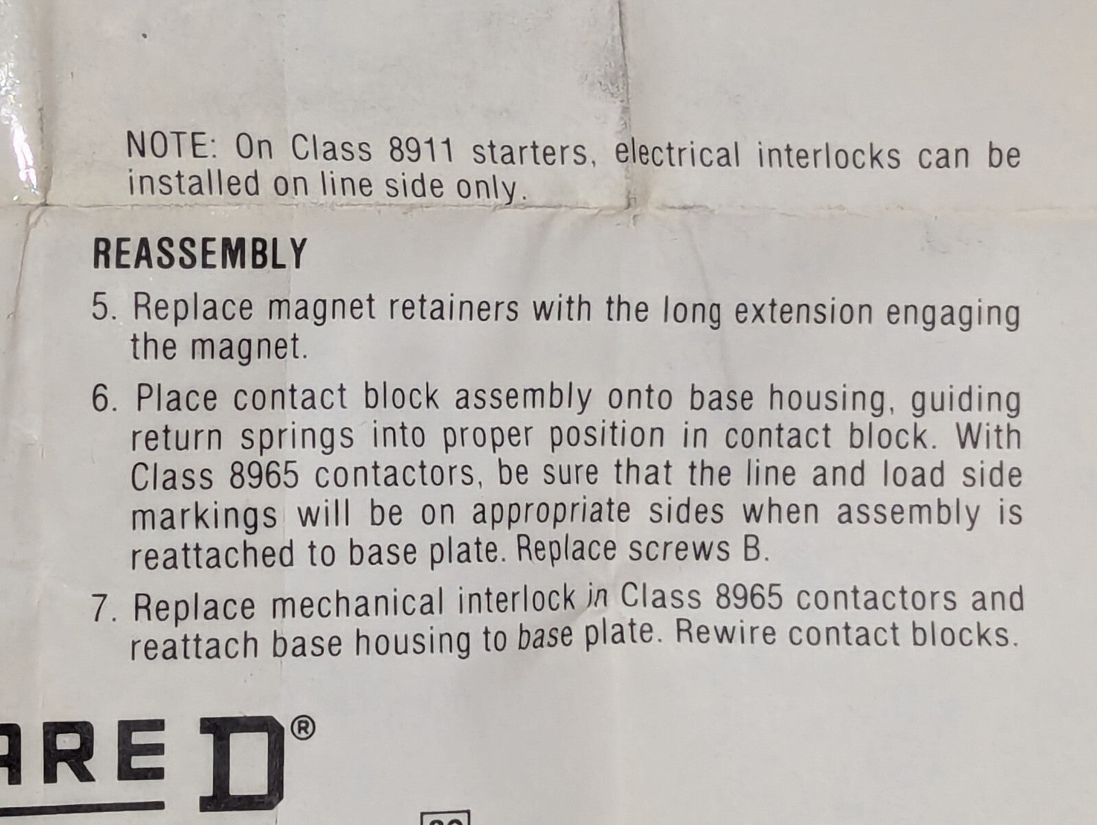 Square D Class 9999 Type R-23 Electrical Interlock N.C. 00537, Slip-On Connector