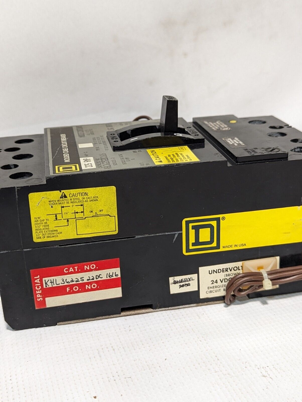 Square D KHL3622522DC1616, Molded Case Circuit Breaker, 225A, 600V, 3 Pole