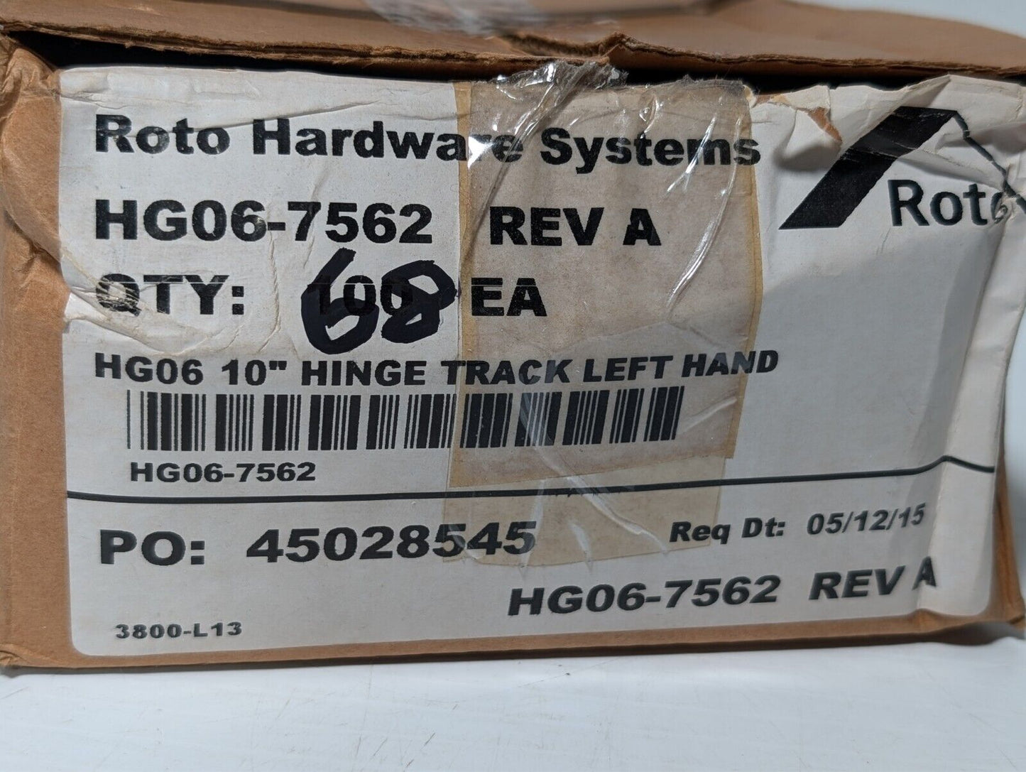 (68) Roto Pro Hardware HG06-7562 10" Hinges Track Left Hand for Casement Windows