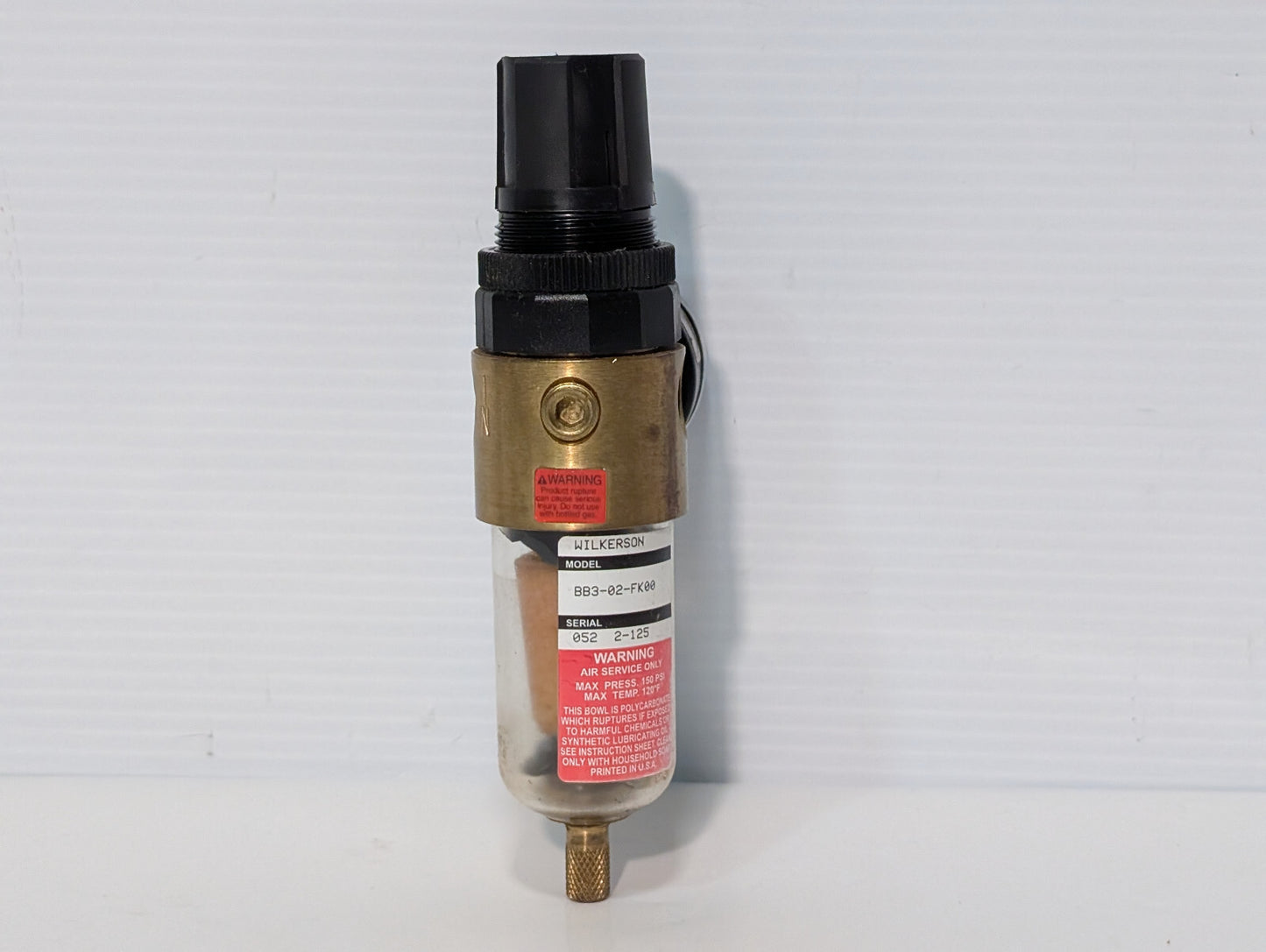 Wilkerson BB3-02-FK00 Filter Regulator Assembly, 0-160psi Bar Gauge