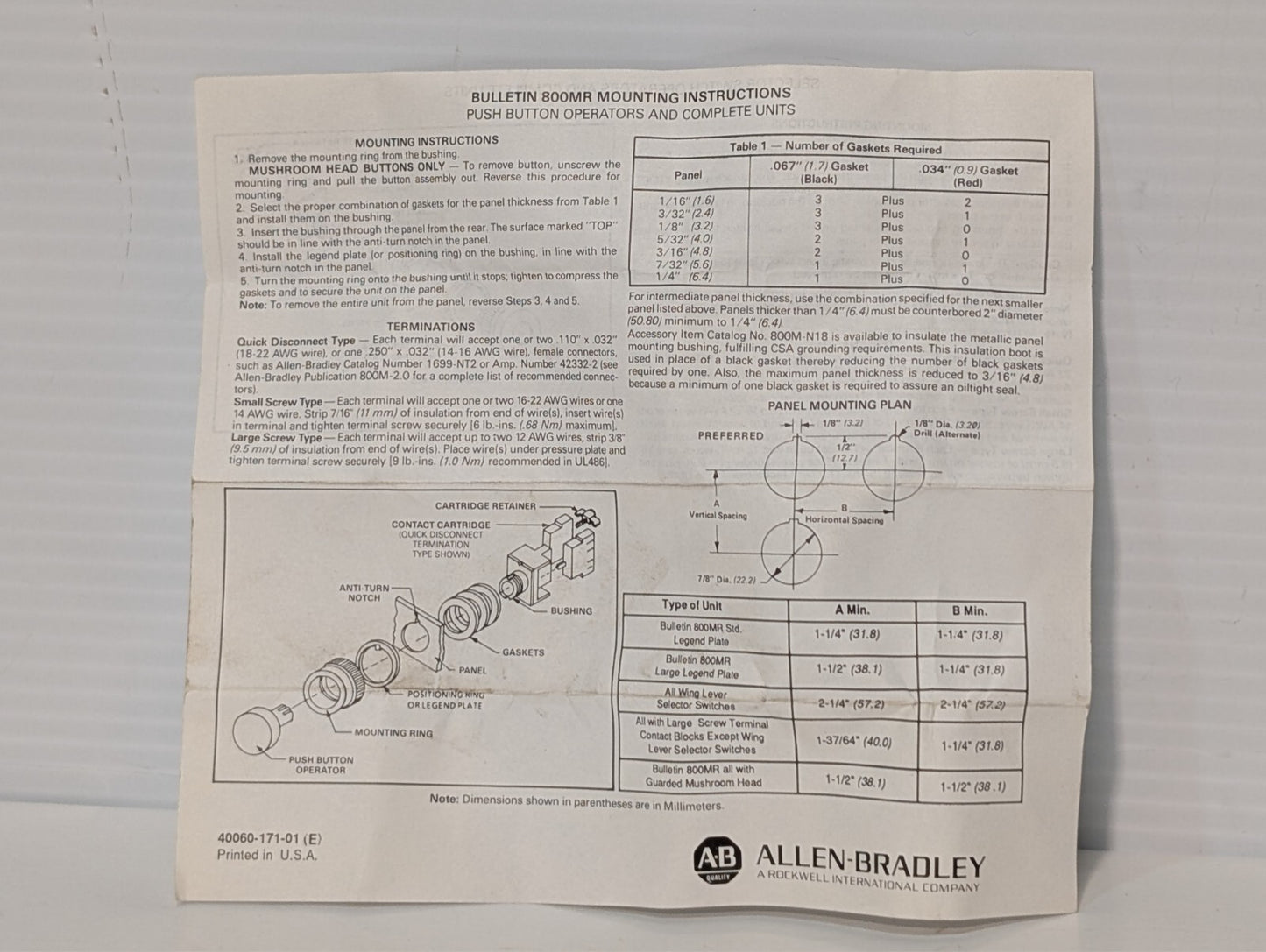 Allen Bradley 800MR-JX9B Ser. A 3 Pos Momentary Oil Tight Selector Switch