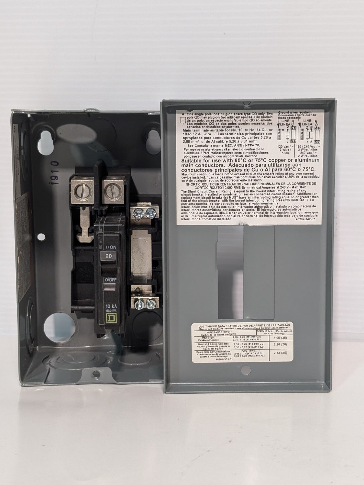 Square D QO2L30S G01 Series Circuit Breaker Load Center G1 Type 1