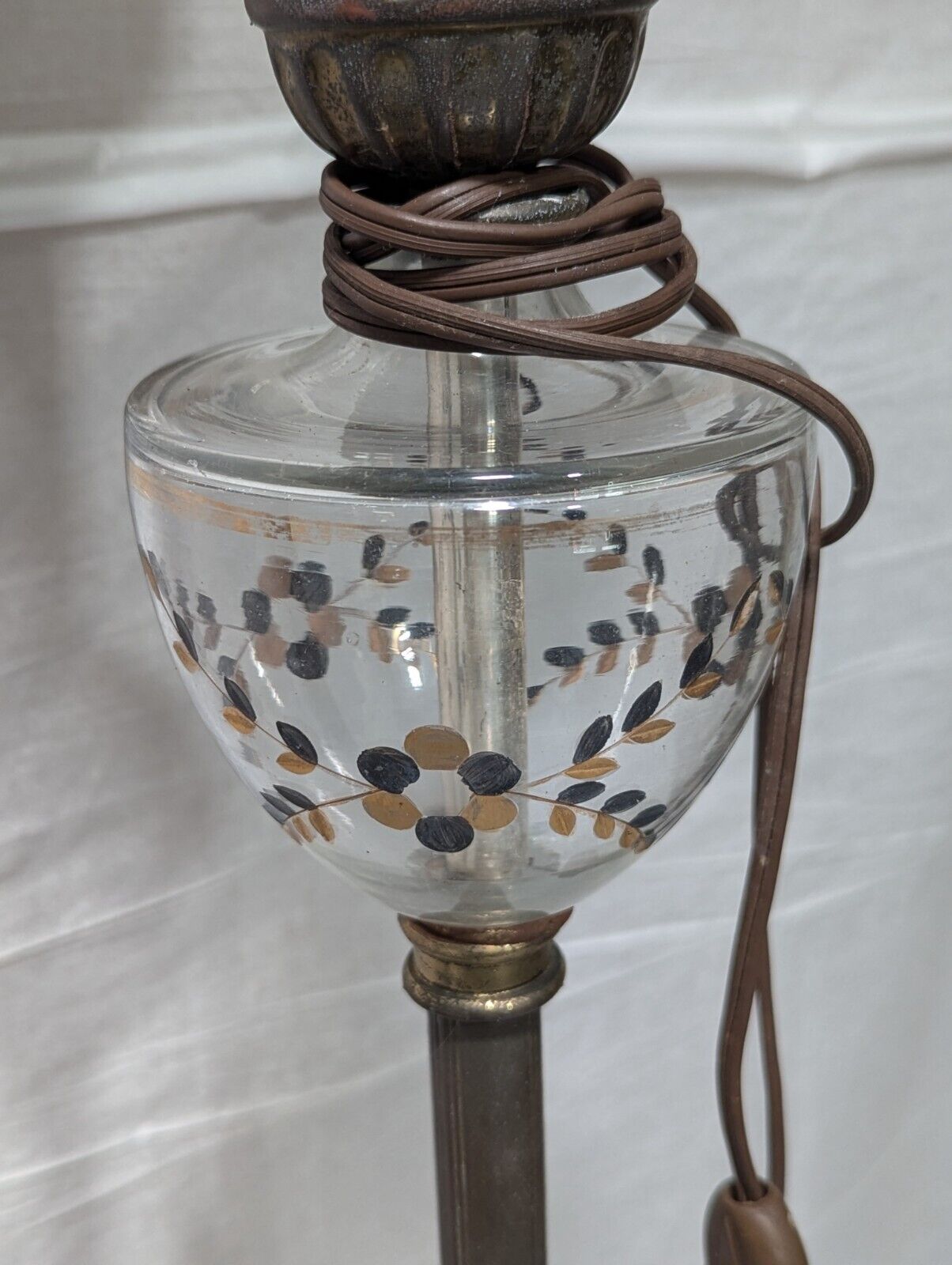 Vintage Mid-Century Milk Glass Floor Lamp 58" Tall