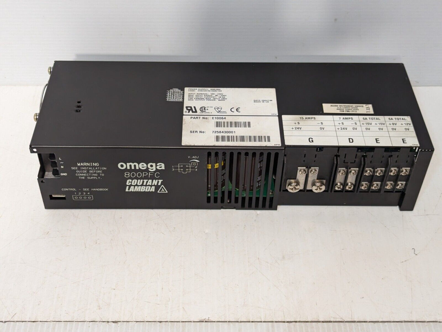 Omega 800PFC Coutant Lambda MML800 Power Supply MPM Printer - Free Ship+Returns