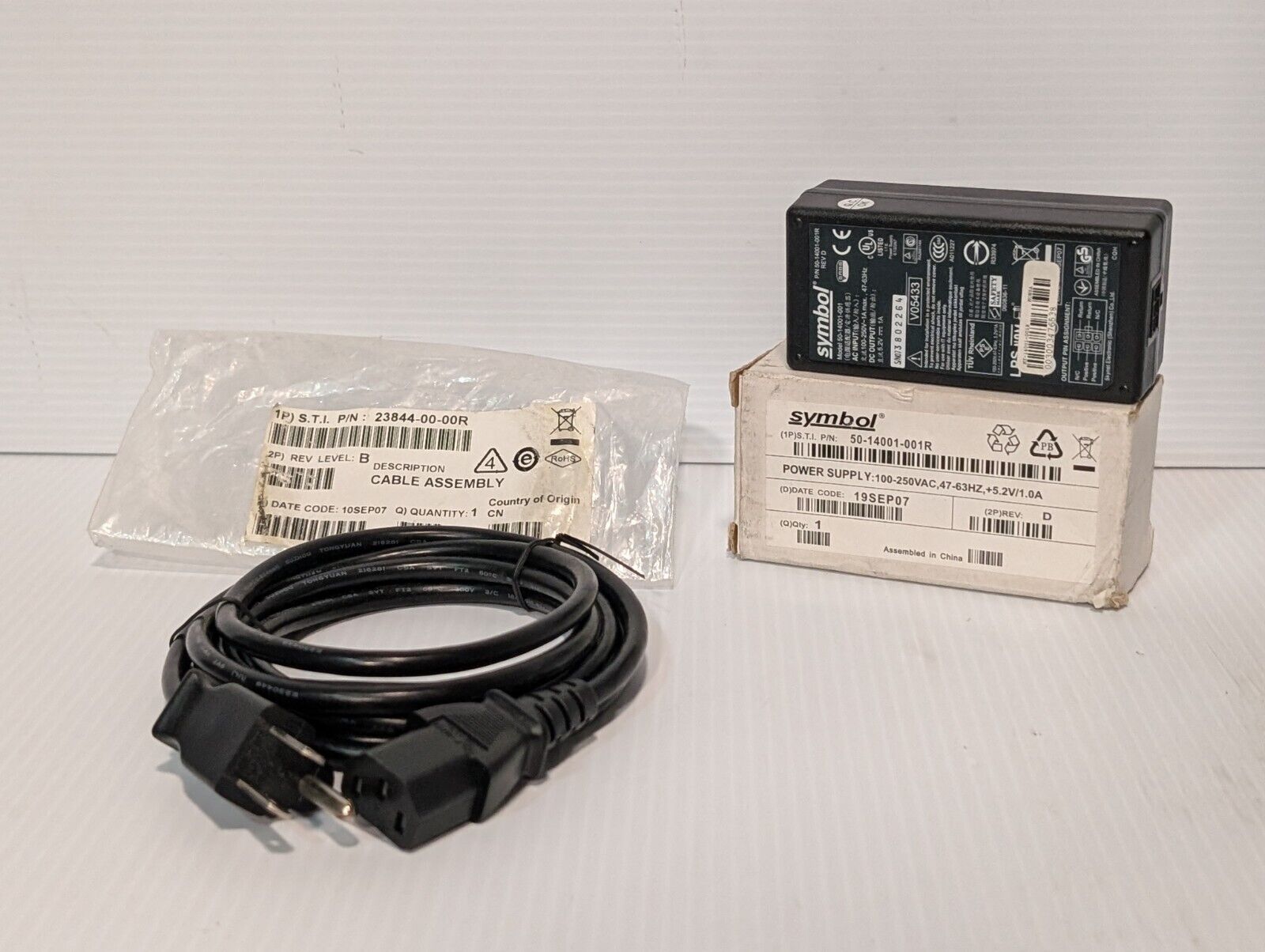 Symbol 50-14001-001R Power Adaptor, 100-250V, 1A Max, 47-63Hz - Free Shipping
