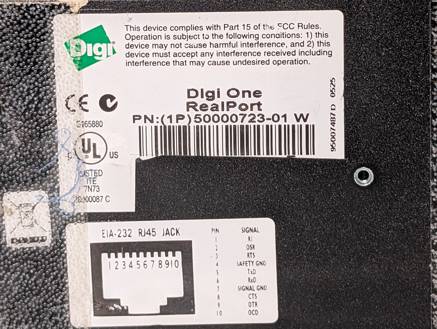 Abbott Rals Dataport 1 Digi One Real Port 50000723-01W Ethernet, Power Supply