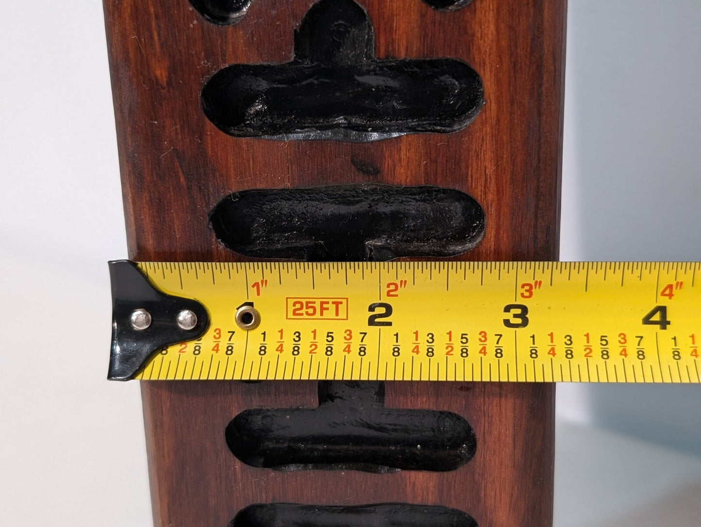 Vintage Wooden Table Lamp With Engraved Pattern 21" Tall 7" Wide Base