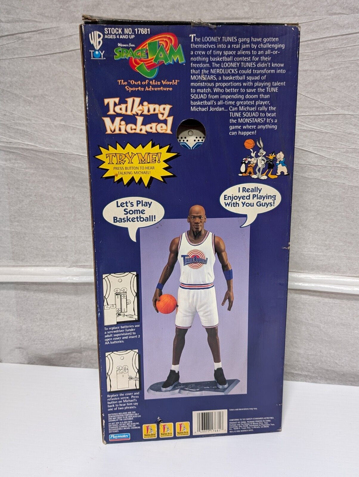 1 Michael Jordan Space Jam Looney Tunes Talking Action Figure New Vintage Sealed