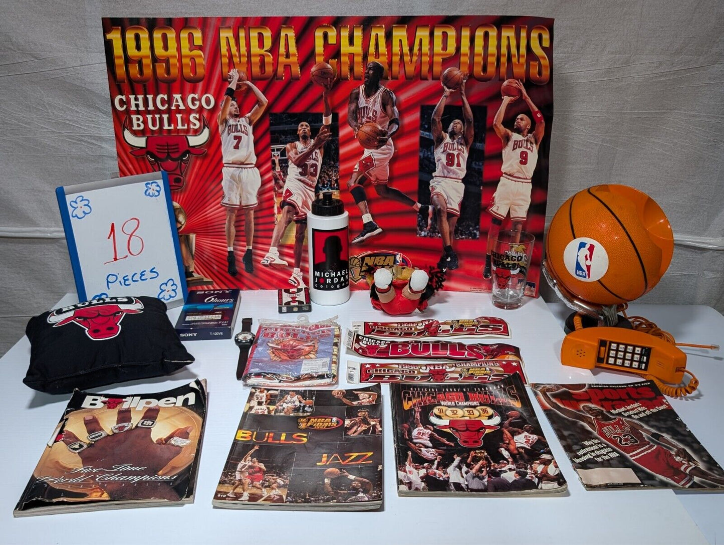 18 Pieces 1996-1998 Michael Jordan Chicago Bulls Championship Memorabilia