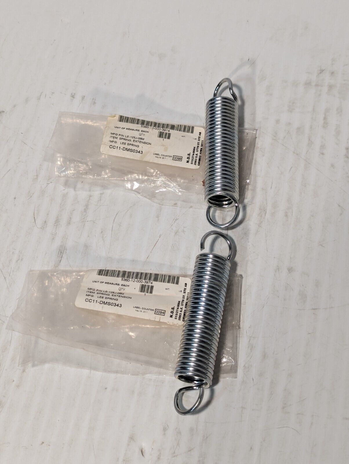 Lot Of 2 LE-125J-06M Lee Spring Steel Spring Extensions - Free Shipping