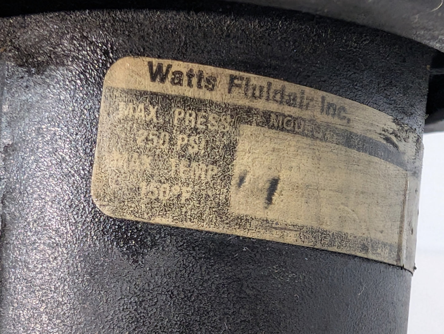 Watts Fluidair Air Filter Regulator, Max Pressure 250psi, Max Temp 150°F, Black