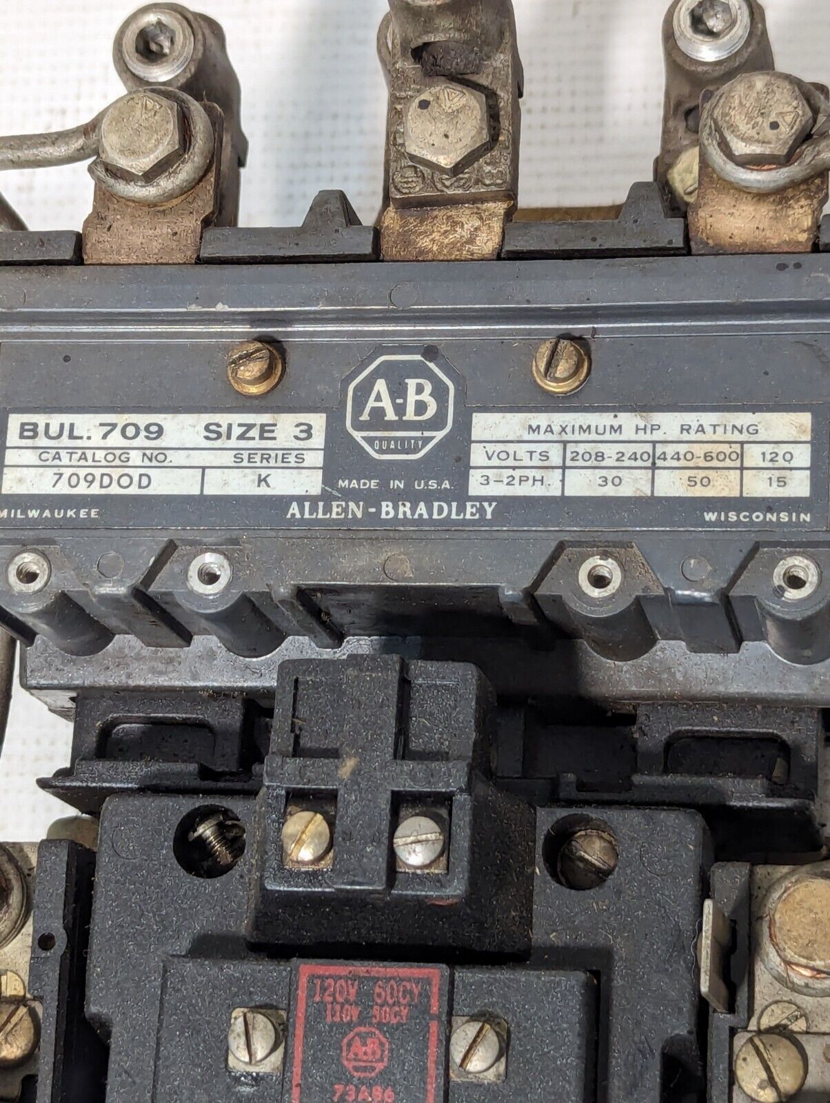 Allen Bradley 709DOD Size 3 SER K Motor Starter - Free Shipping