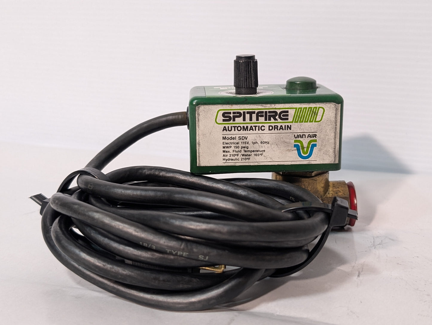 Van Air Spitfire SDV Solenoid Automatic Drain Valve, 1-15 Min. Cycle Timer, 115V