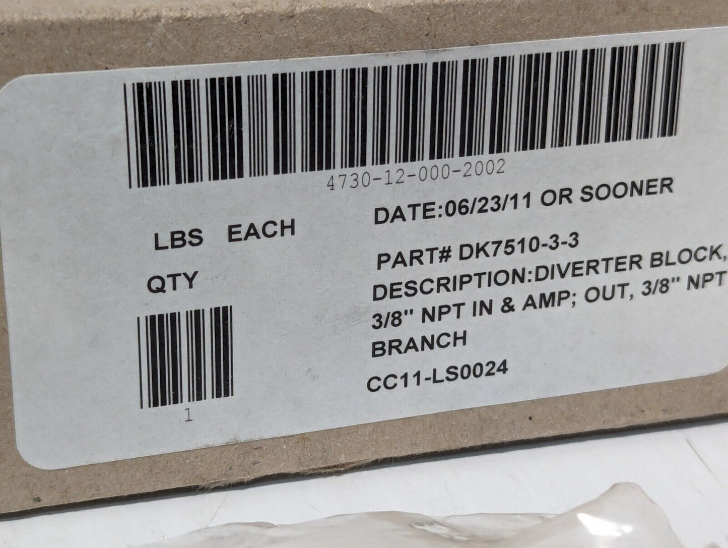 NEW Parker DK7510-3-3 Diverter Block Kit - Free Shipping
