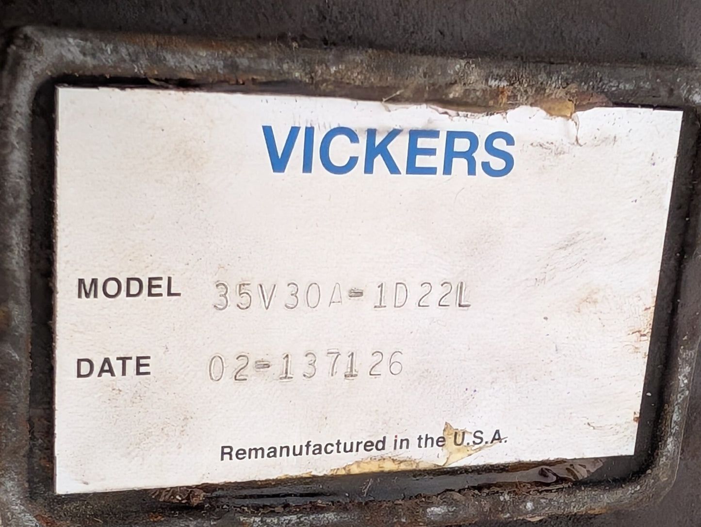 Vickers 35V30A-1D22L Interchange Hydraulic Vane Pump, Flow: 121.2, 02-137126-8