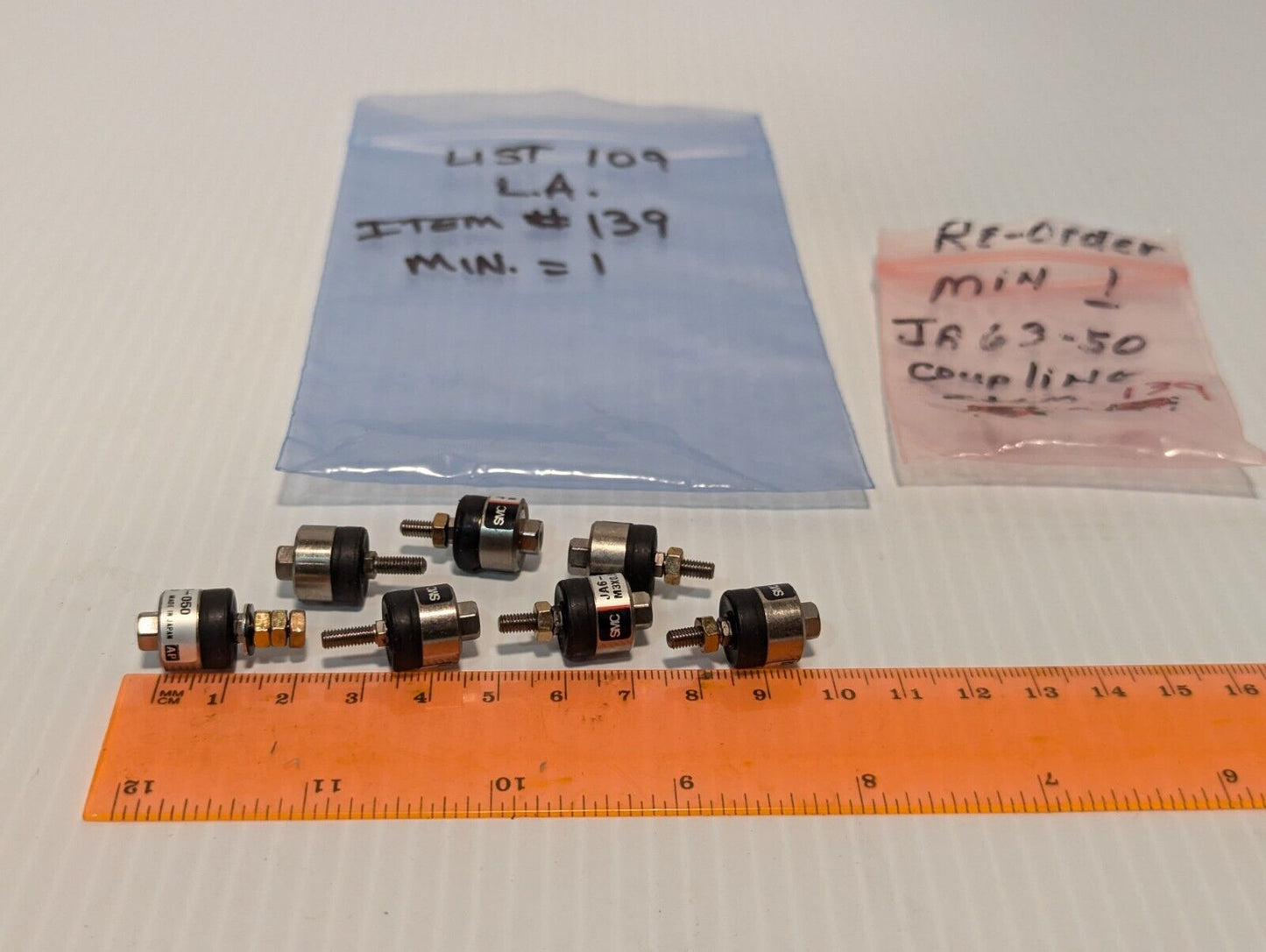 Lot of 7 SMC JA6-3-050 Floating Joints, M3X0.50, 6mm Bore Size - Free Shipping
