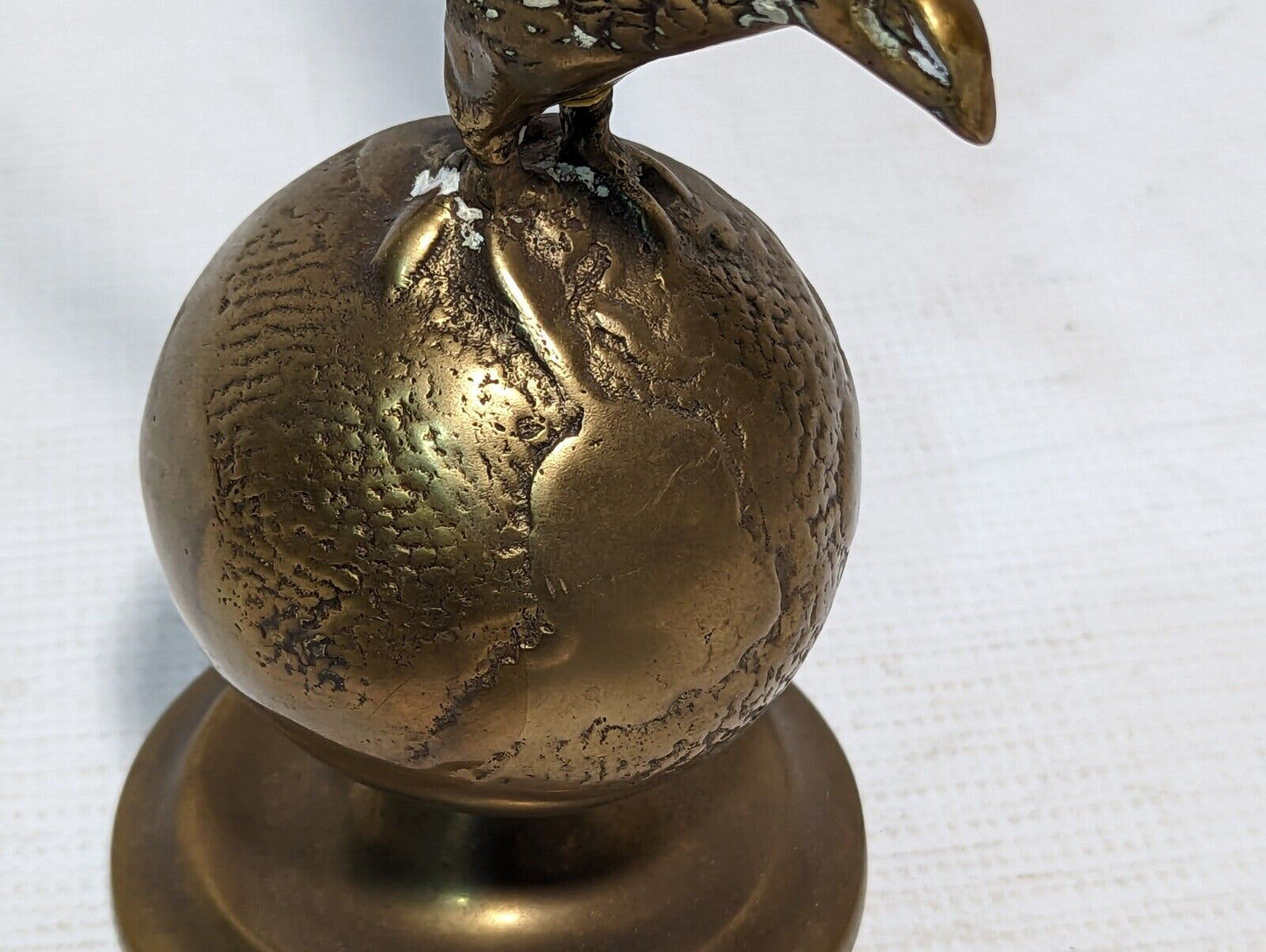 Vintage Brass Eagle Surmounting Globe Paperweight