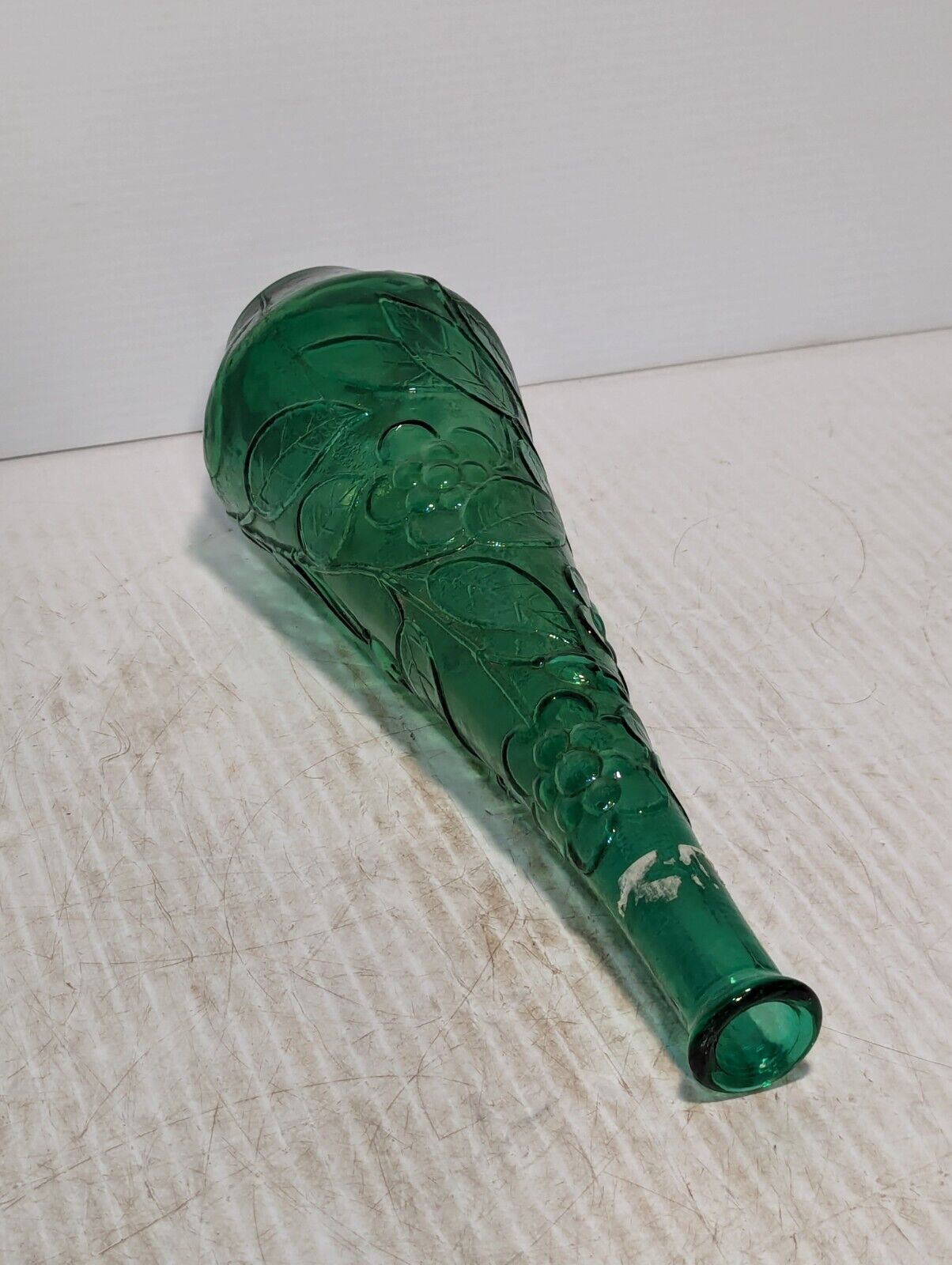 Vintage MCM Green Empoli Bottle Decanter Butterfly and Flowers - Free Ship