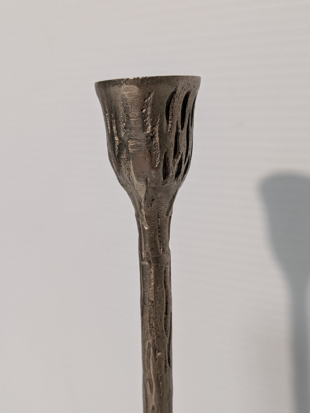 Vintage Silver Tree Bark Textured Candlestick Candle Holder 12.5" Tall