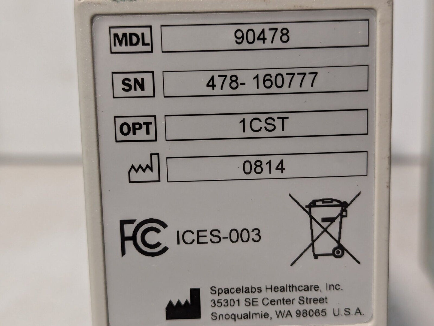 SpaceLabs 90478 1CST Patient Monitor Module - Free Shipping