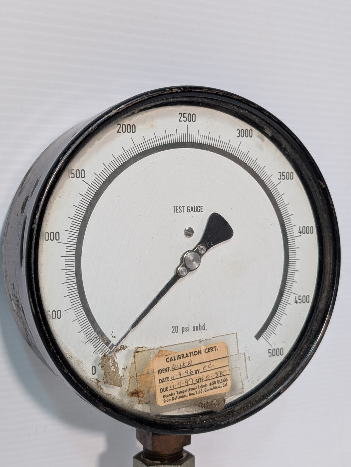 WIKA Test Gauge, 6" Dial Face, 0-3000psi Gauge, 1/2"npt, 20psi Dial Increments