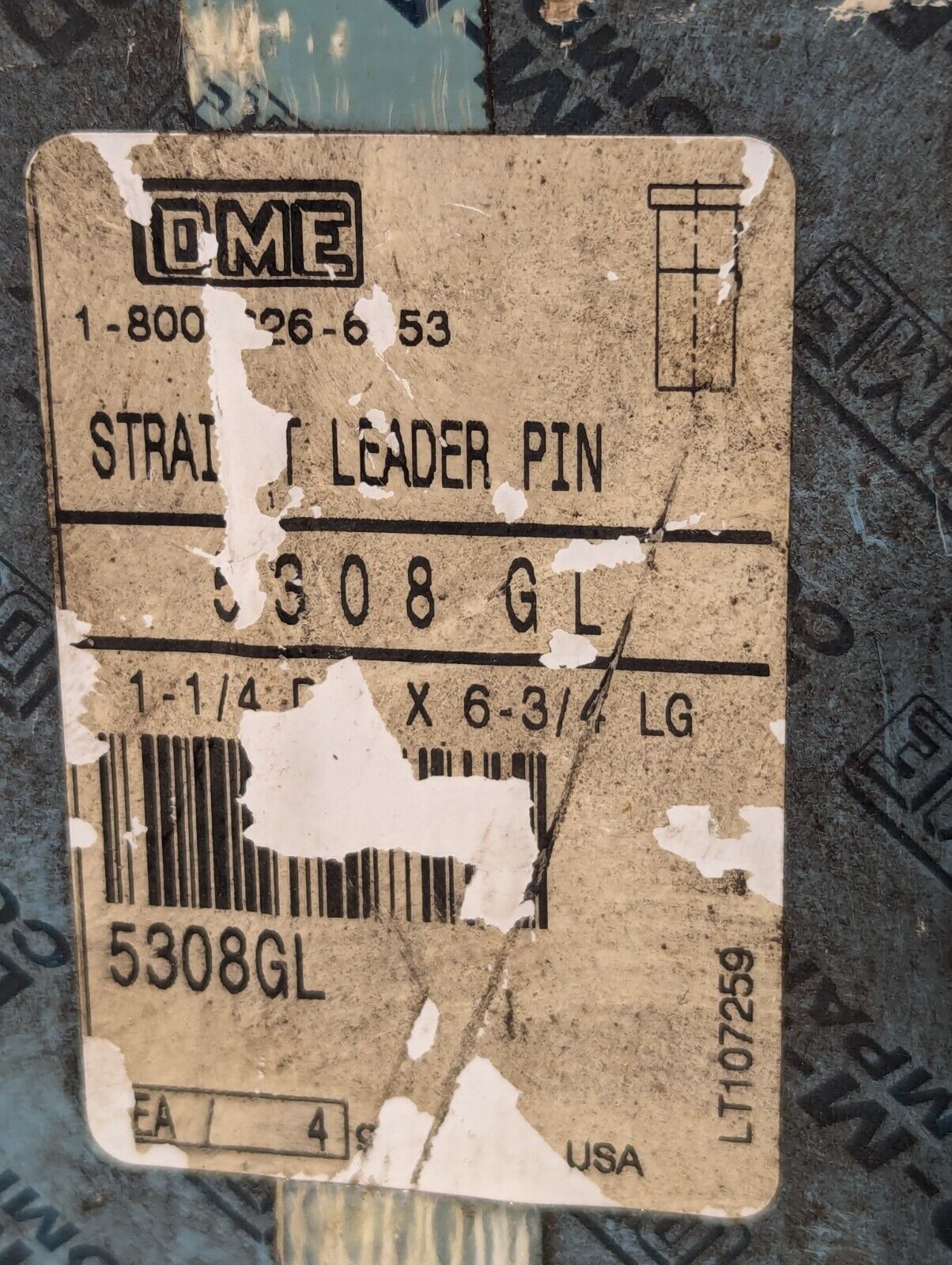 (1) DME 5308GL 1-1/4"x 6-3/4" Leader Straight Pin