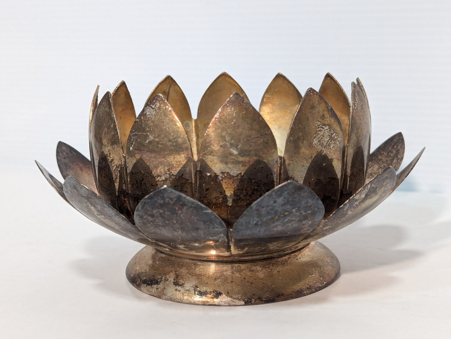 Vintage Brass Lotus Candle Holder Cone Incense Burner Dish Nested Removable Part