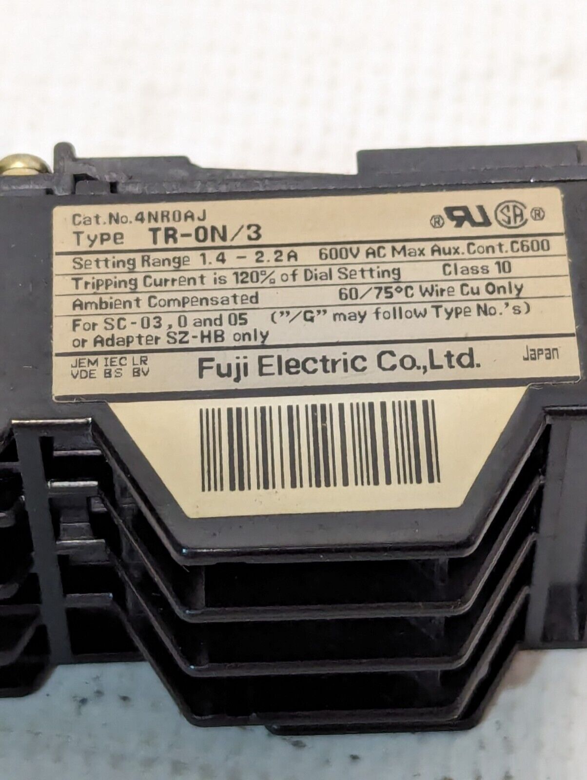 Fuji Electric TR-0N/3 4NROAJ Thermal Overload Relay 1.4-2.2A - Free Shipping