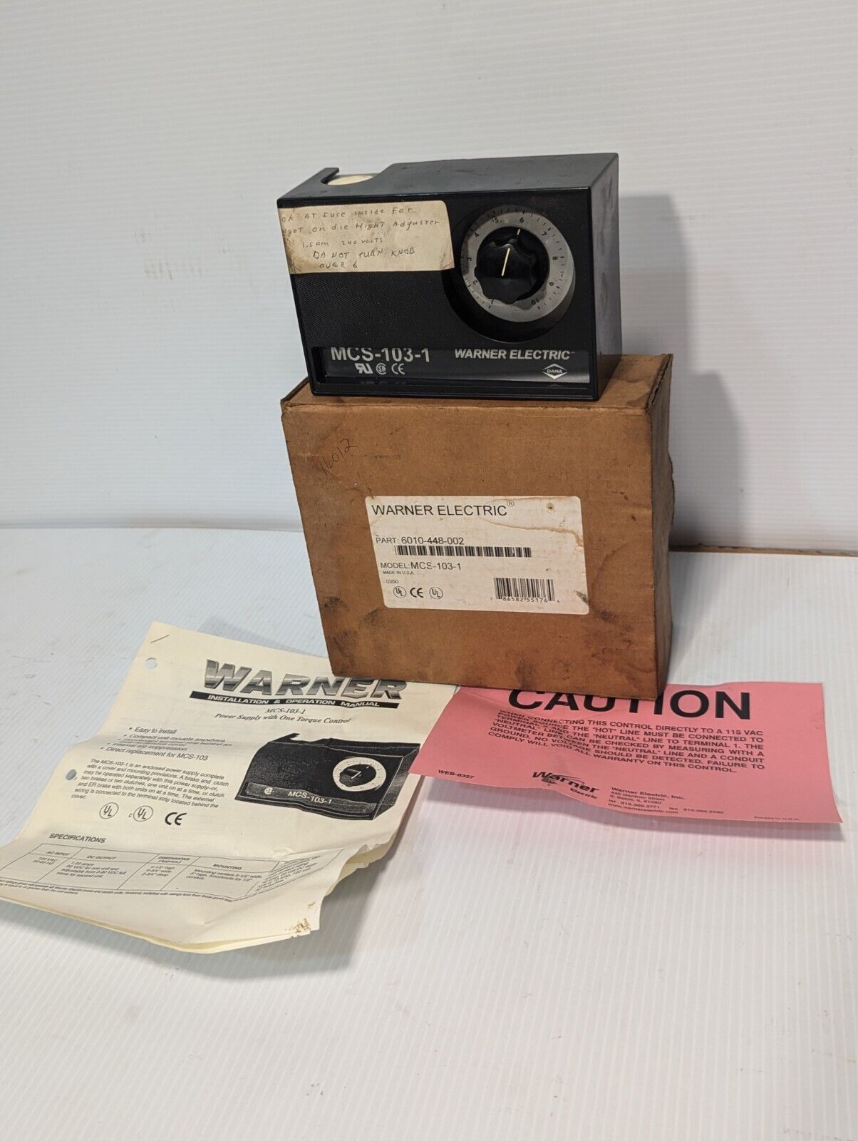 Warner Electric MCS-103-1 Power Supply w/Adjustable Torque Control - Free Ship