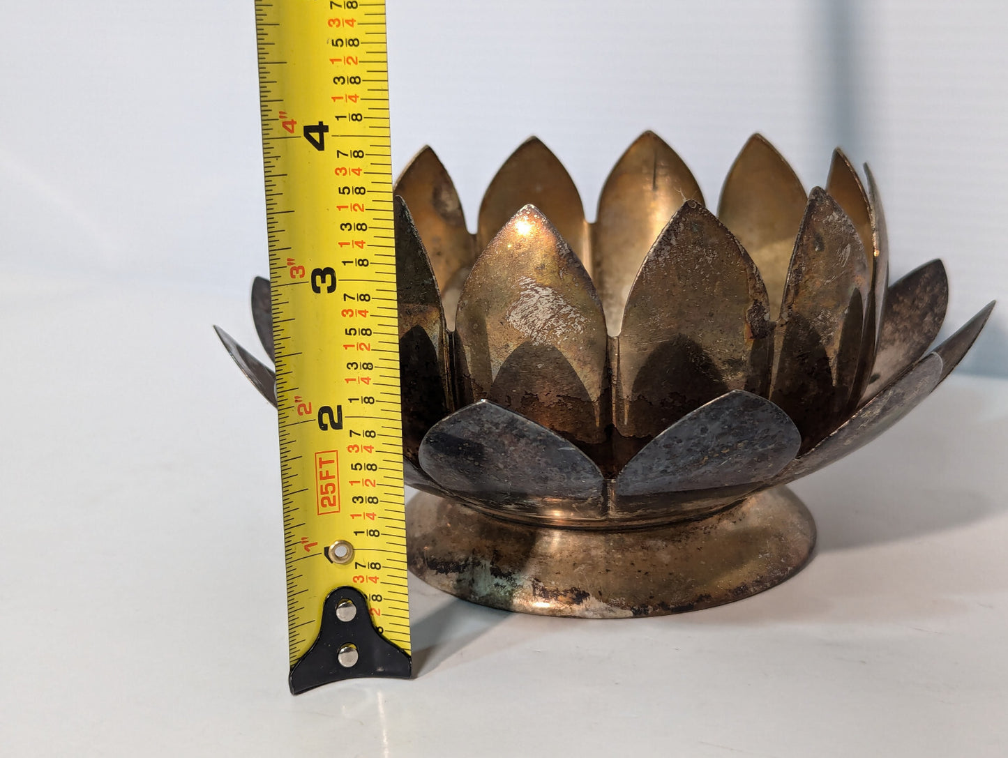 Vintage Brass Lotus Candle Holder Cone Incense Burner Dish Nested Removable Part
