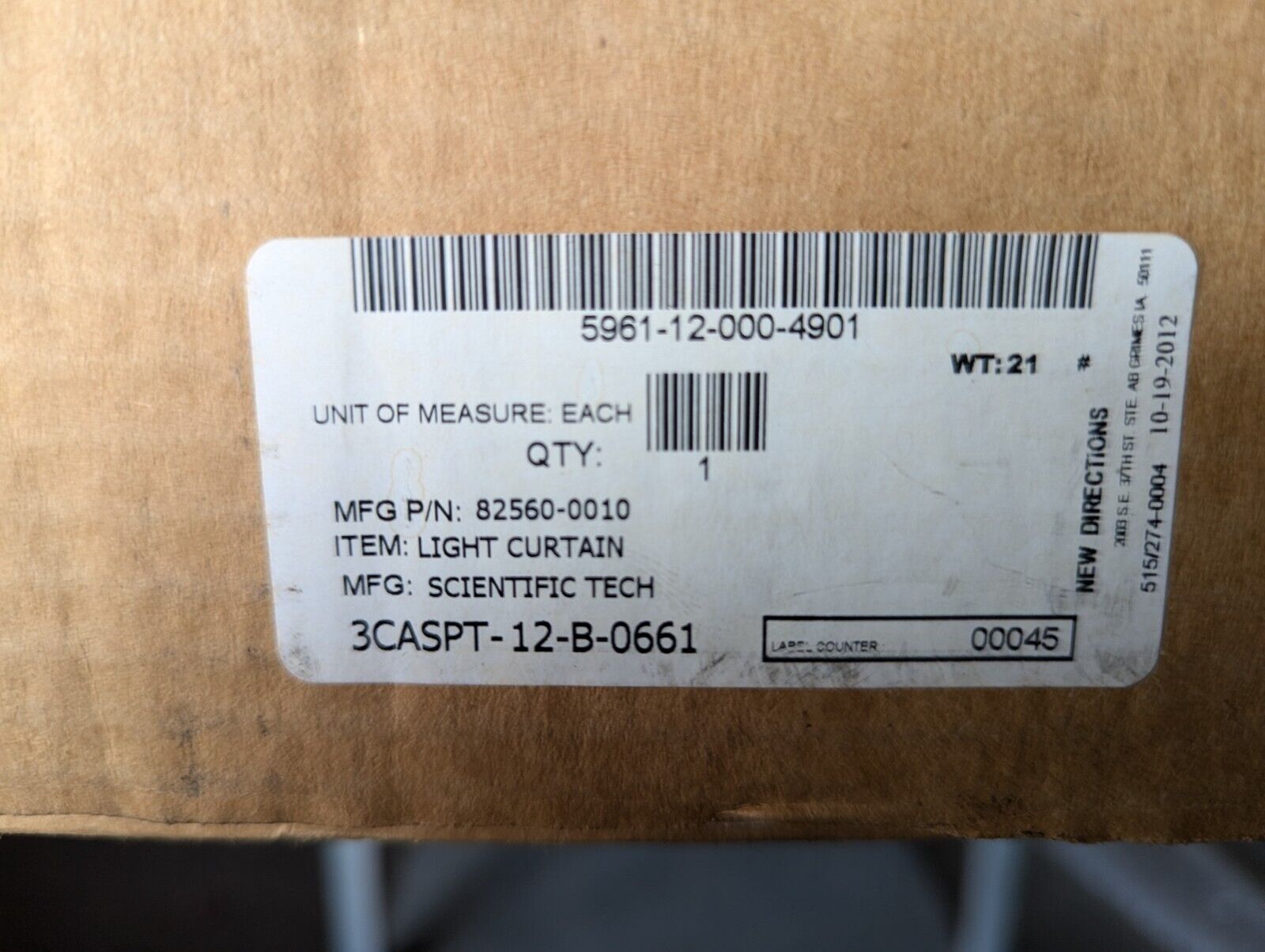 STI 82560-0010 light curtain set, transmitter/receiver pair - Free Shipping