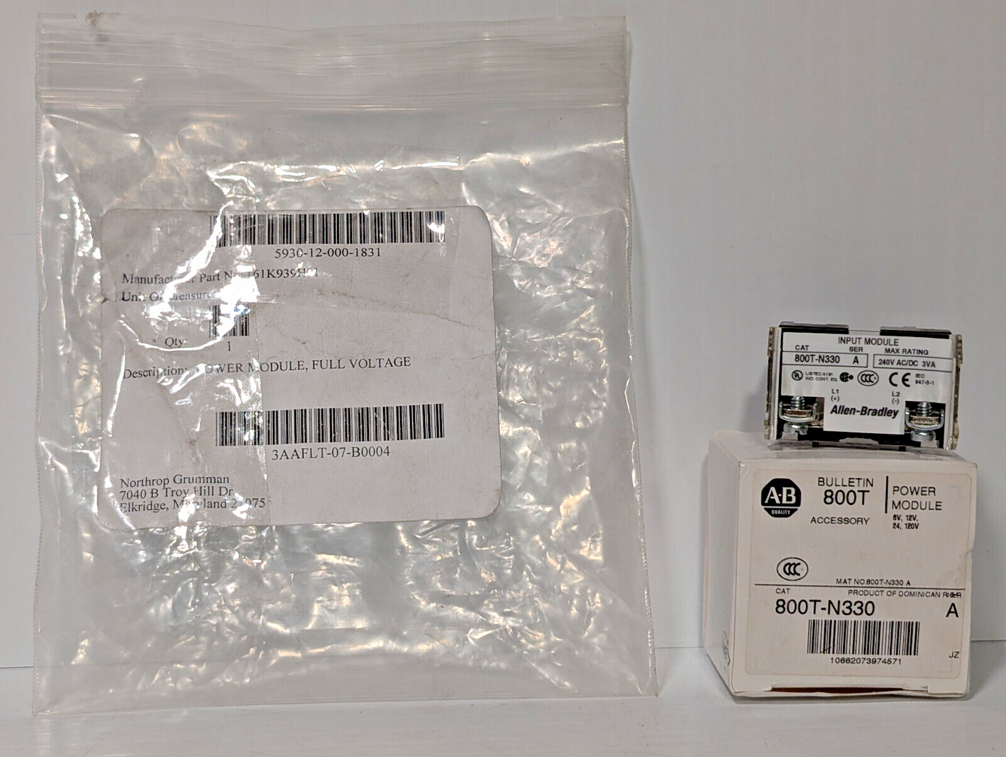 Allen Bradley 800T-N330 Bulletin 800T Input Power Module, 240 VAC